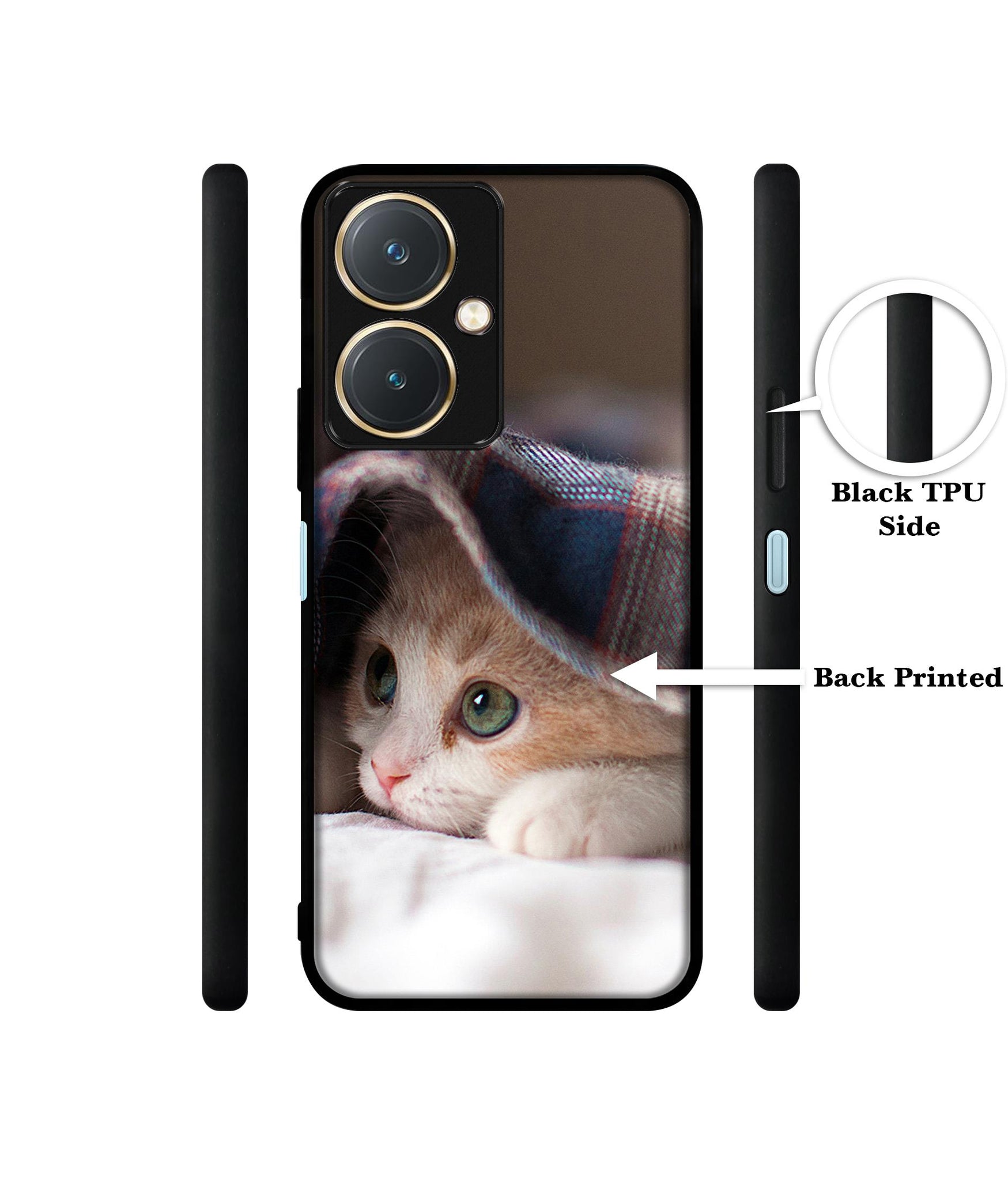 Sleepy Kitten Design Designer 2D Printed Back Case Cover for Vivo Y27 4G