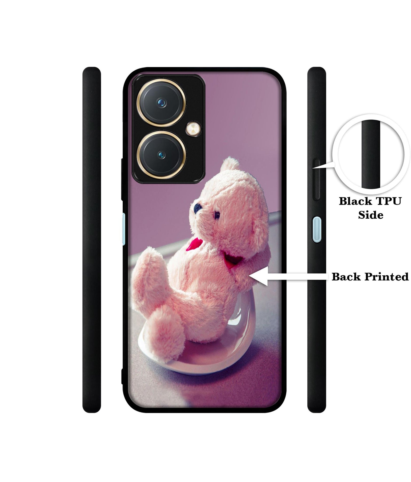 Cute Teddy Bear Design Designer 2D Printed Back Case Cover for Vivo Y27 4G