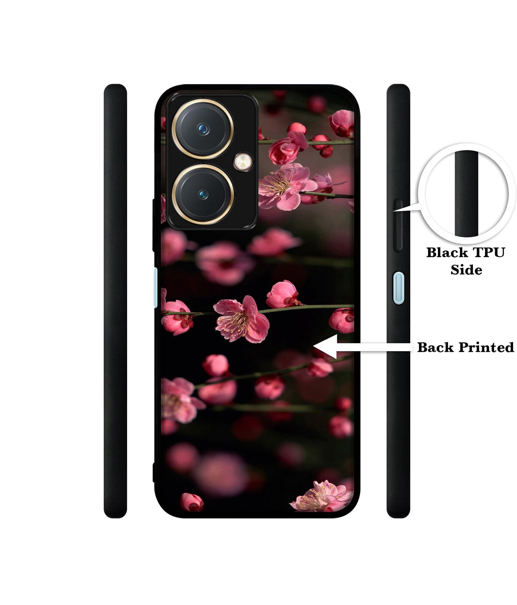 Pink Flowers Design Designer 2D Printed Back Case Cover for Vivo Y27 4G