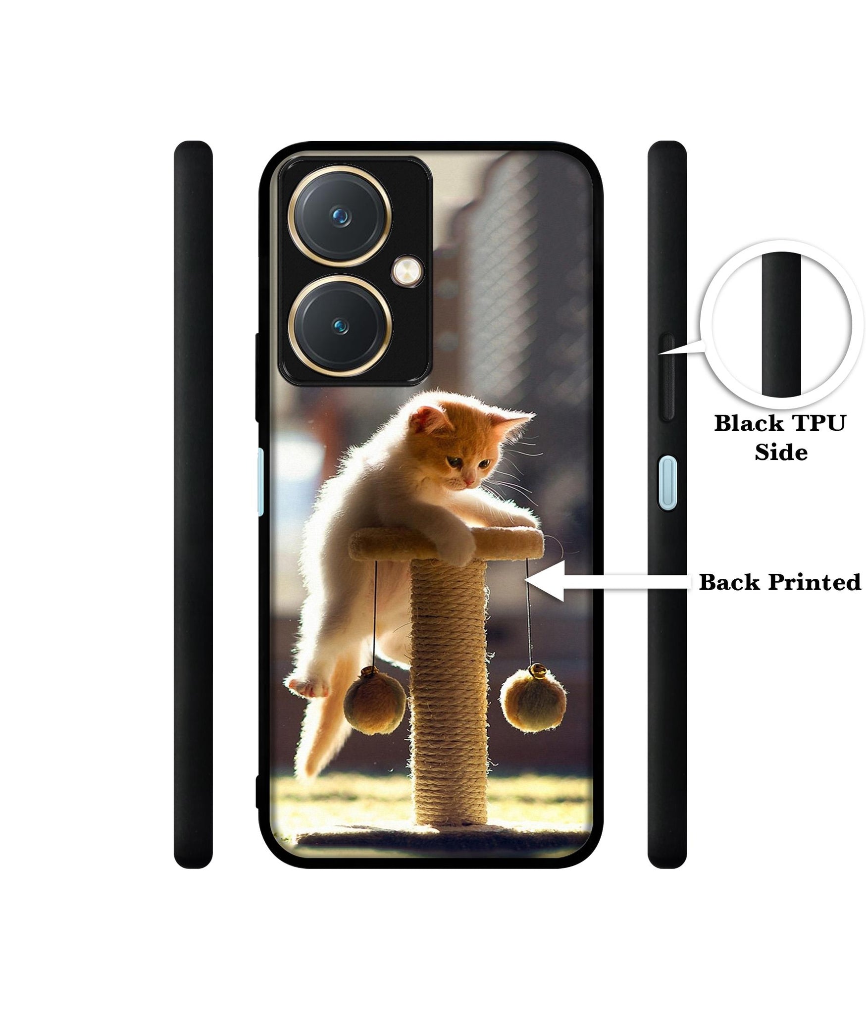 Cat Climbing Design Designer 2D Printed Back Case Cover for Vivo Y27 4G