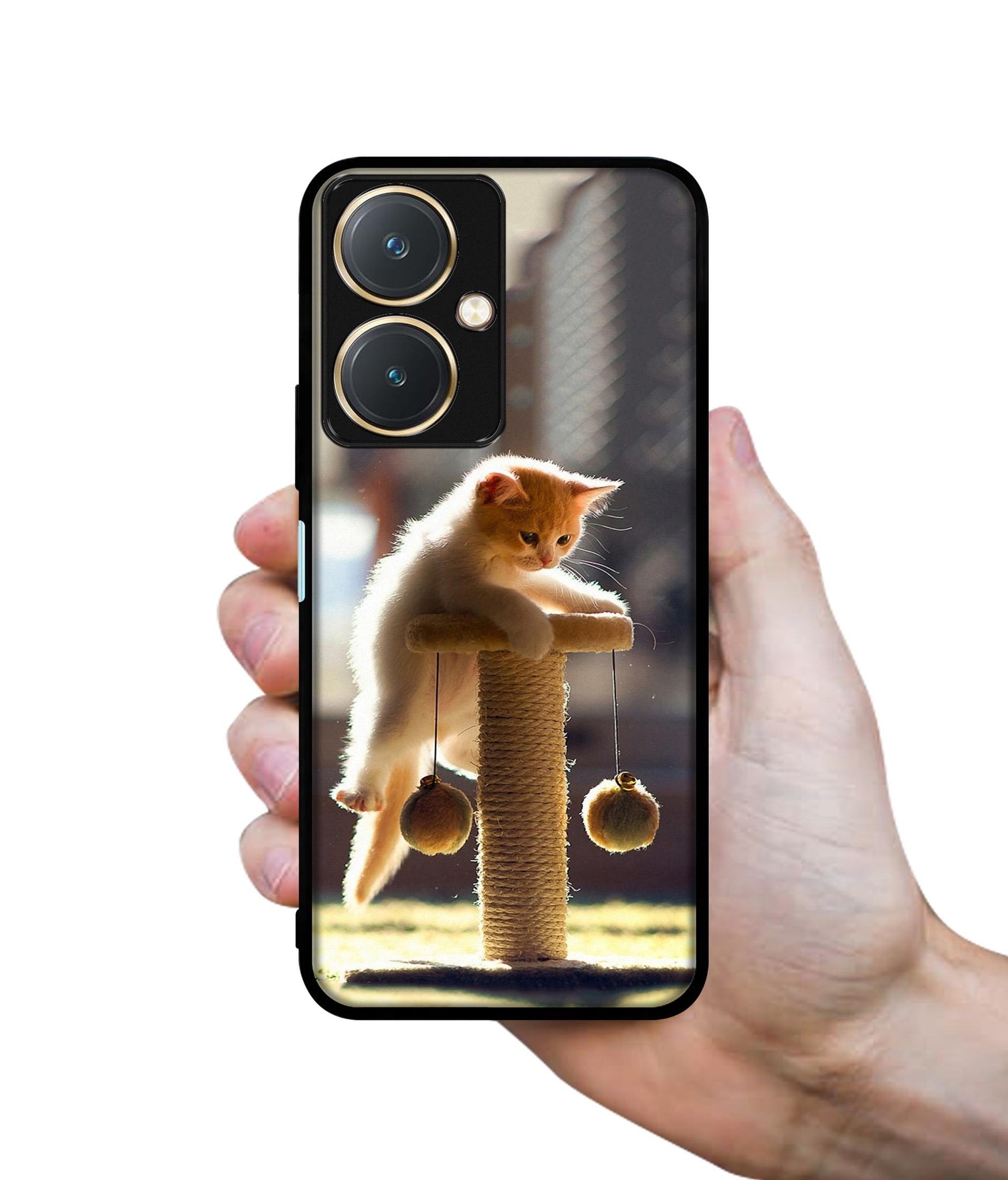 Cat Climbing Design Designer 2D Printed Back Case Cover for Vivo Y27 4G