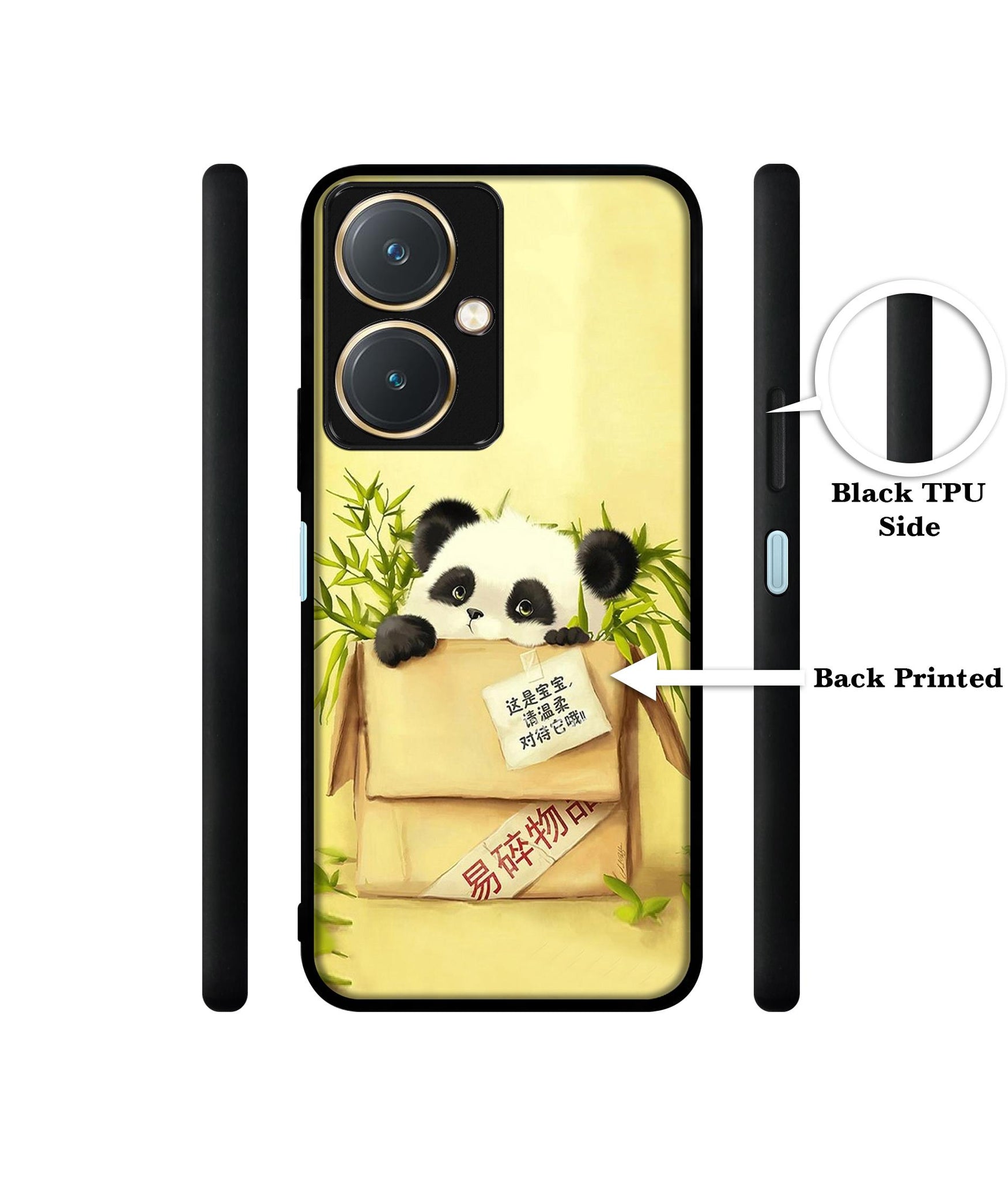 Panda In Box Design Designer 2D Printed Back Case Cover for Vivo Y27 4G