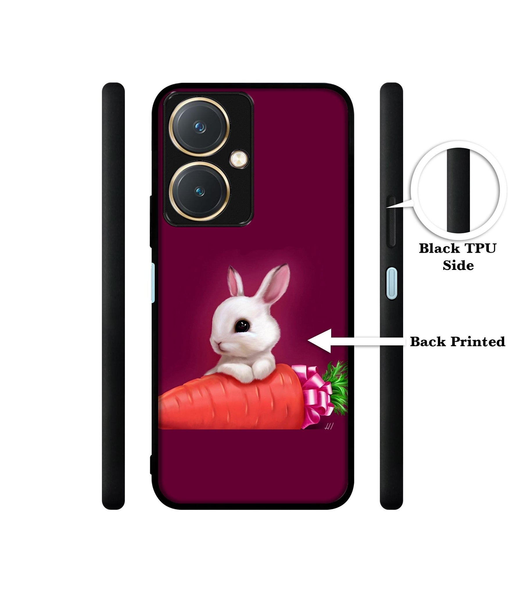 Bunny With Carrot Design Designer 2D Printed Back Case Cover for Vivo Y27 4G