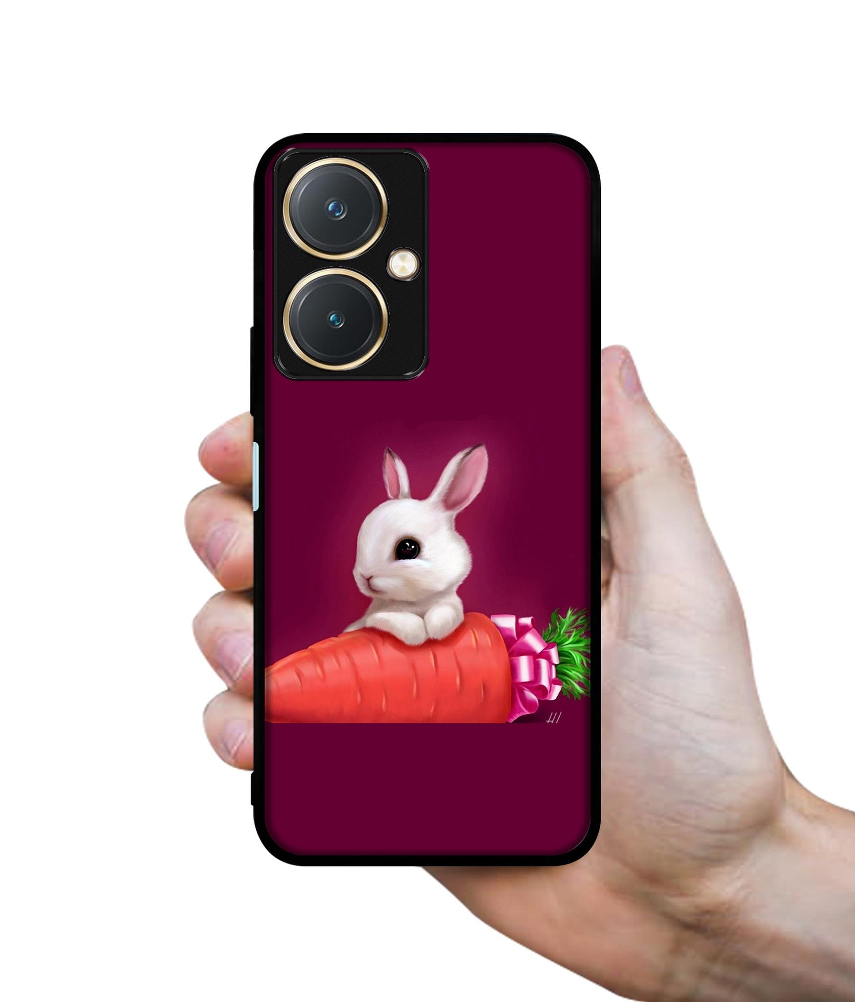 Bunny With Carrot Design Designer 2D Printed Back Case Cover for Vivo Y27 4G