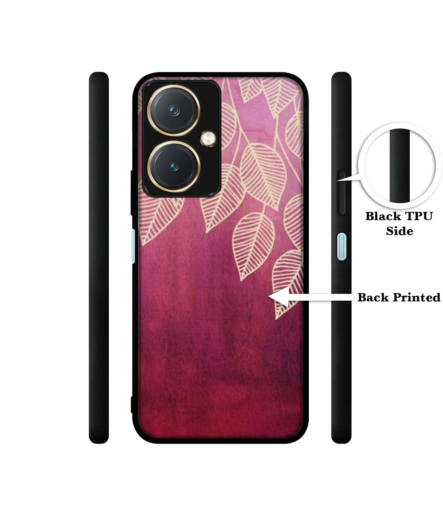 Leaf Pattern Design Designer 2D Printed Back Case Cover for Vivo Y27 4G