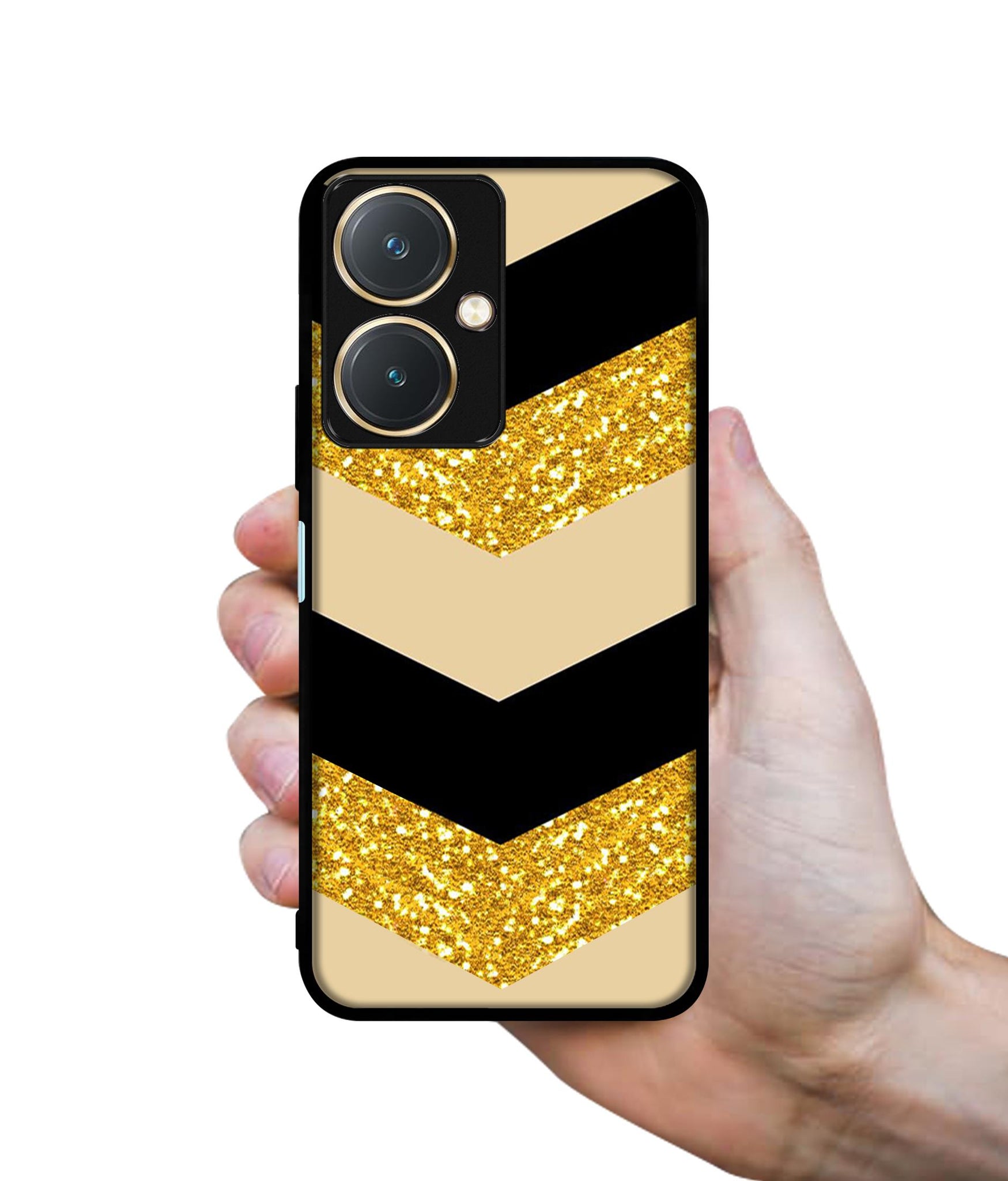 Black & Gold Design Designer 2D Printed Back Case Cover for Vivo Y27 4G