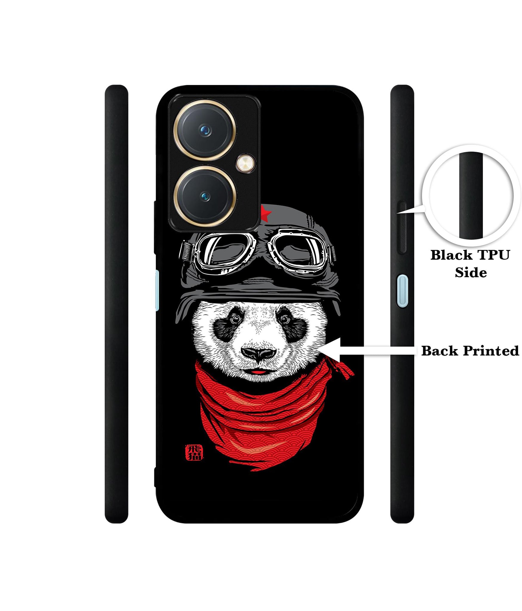 Biker Panda Design Designer 2D Printed Back Case Cover for Vivo Y27 4G