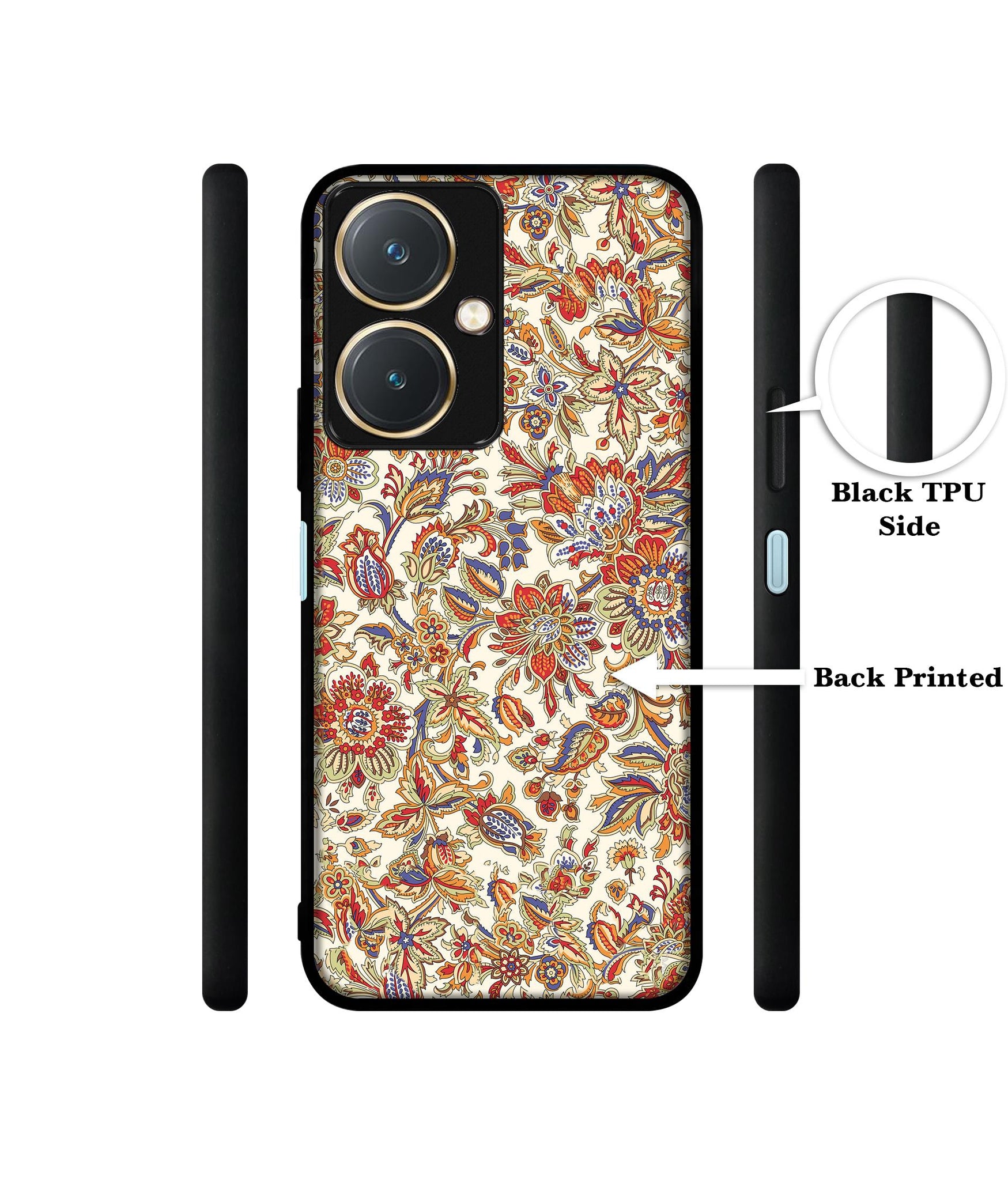 Floral Design Designer 2D Printed Back Case Cover for Vivo Y27 4G