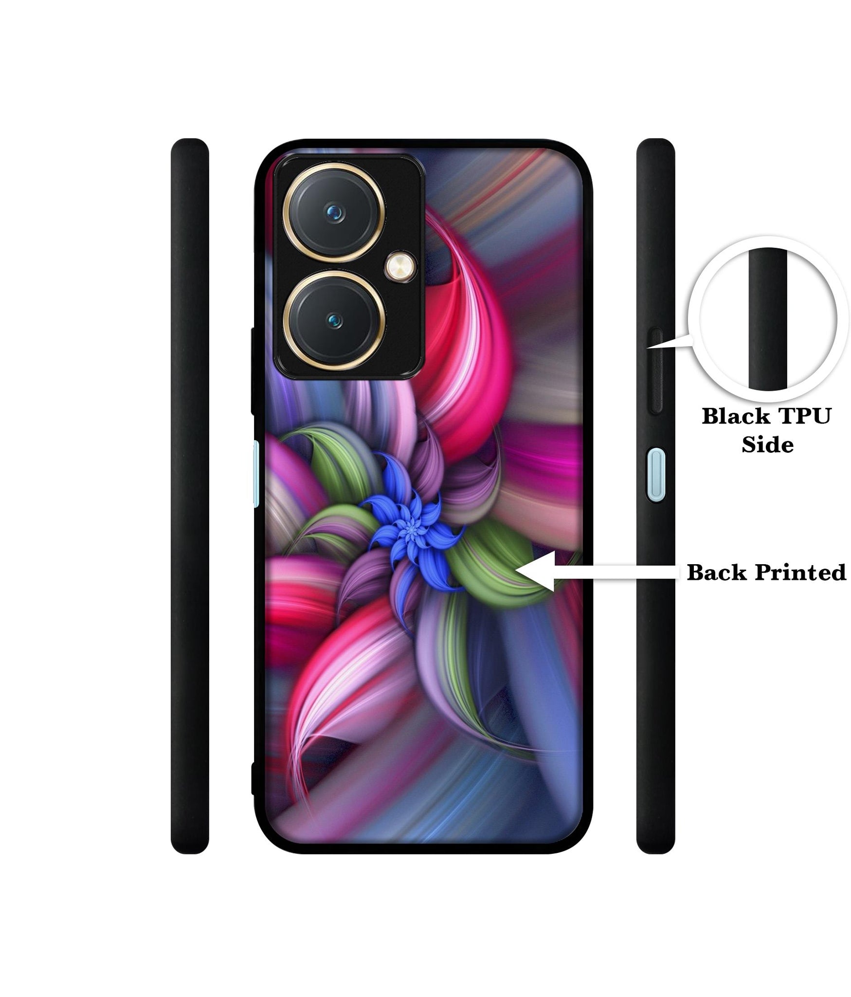 Colorful Flower Design Designer 2D Printed Back Case Cover for Vivo Y27 4G