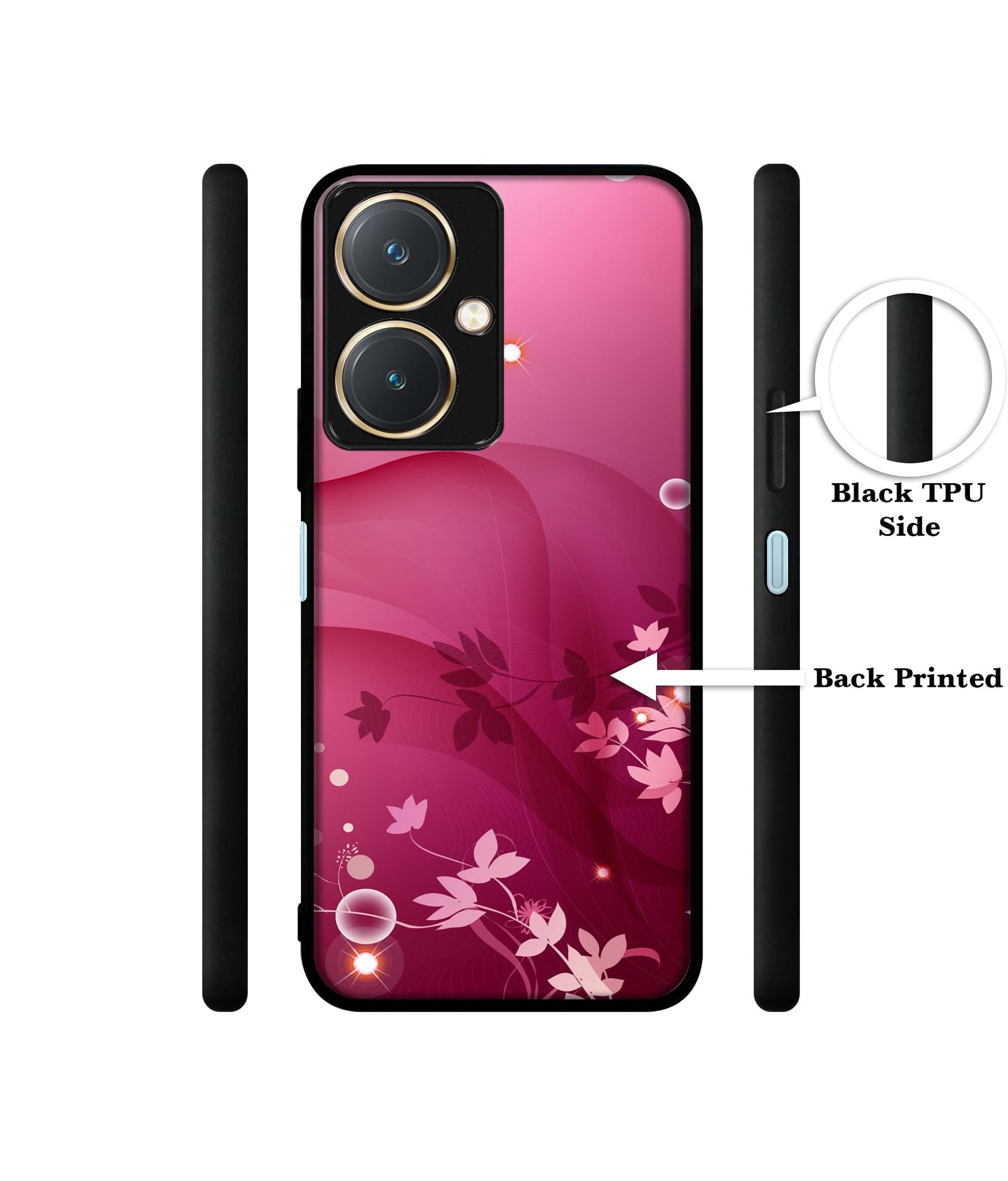 Pink Abstract Design Designer 2D Printed Back Case Cover for Vivo Y27 4G