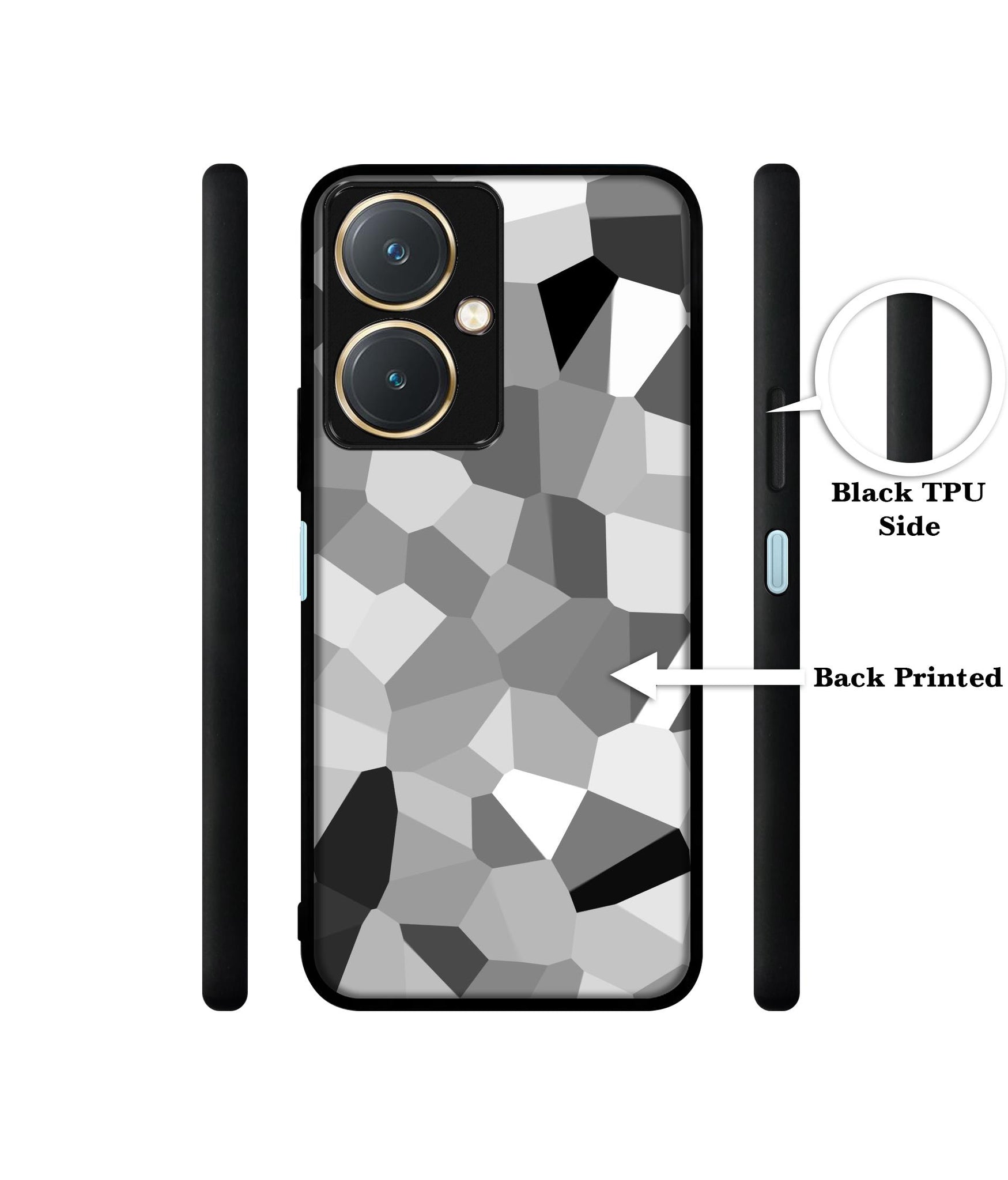 Black & White Mathematical Shape Design Designer 2D Printed Back Case Cover for Vivo Y27 4G