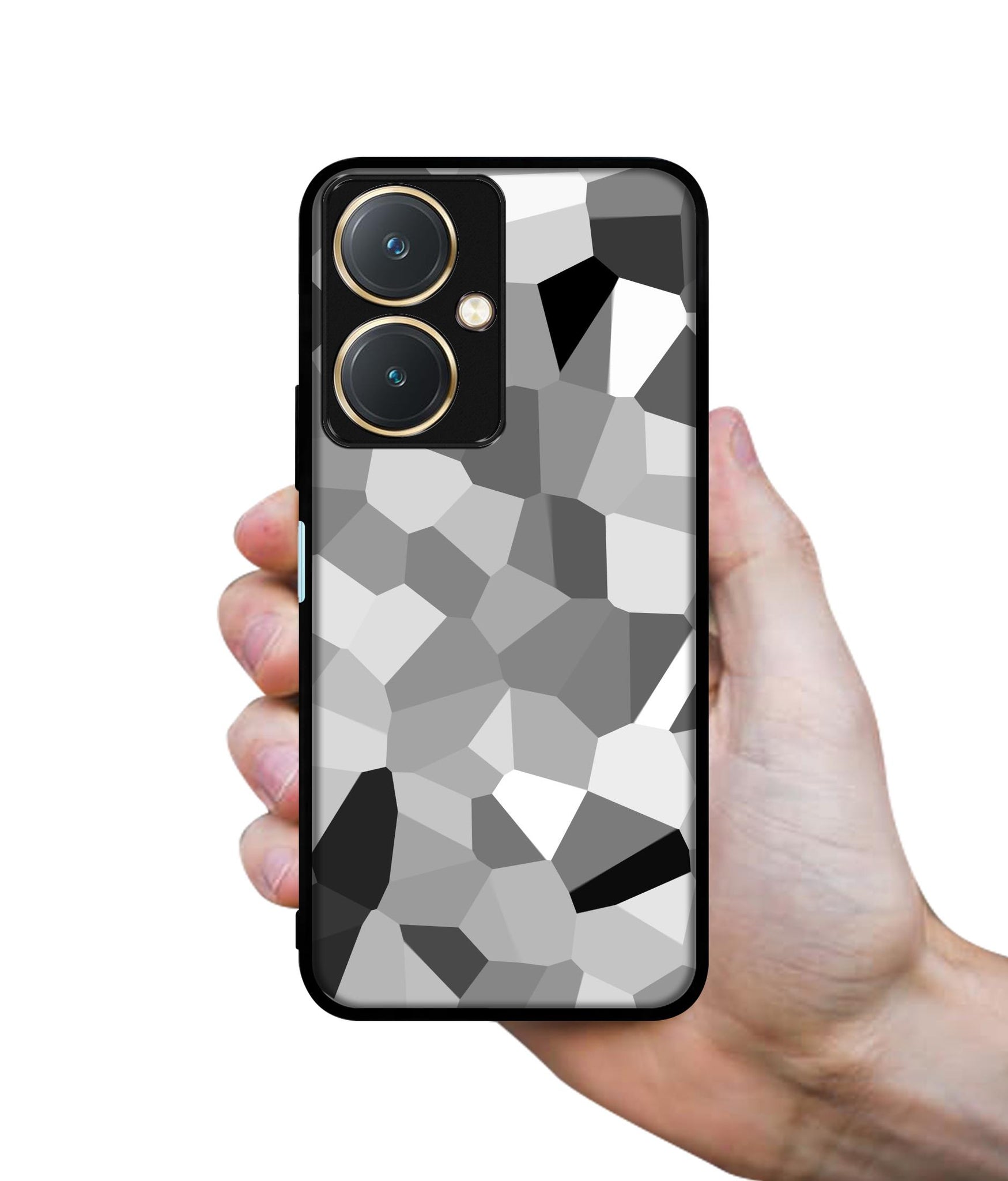 Black & White Mathematical Shape Design Designer 2D Printed Back Case Cover for Vivo Y27 4G