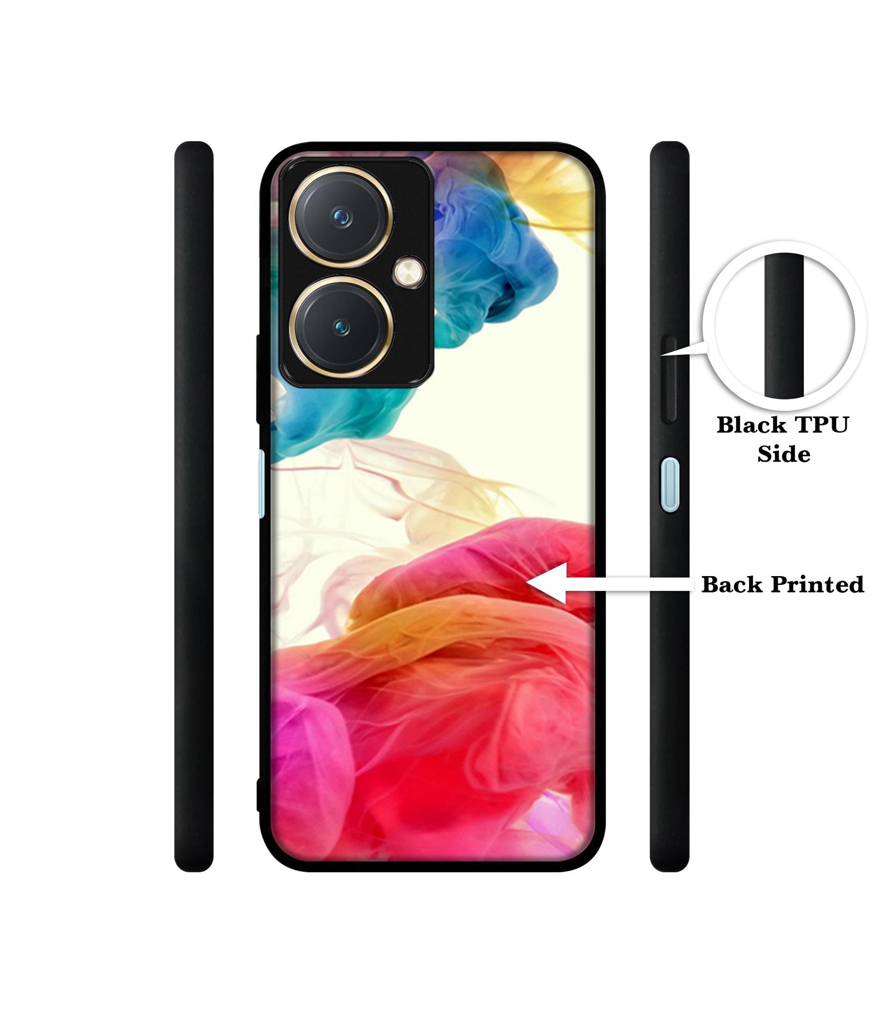 Colored Smoke Design Designer 2D Printed Back Case Cover for Vivo Y27 4G