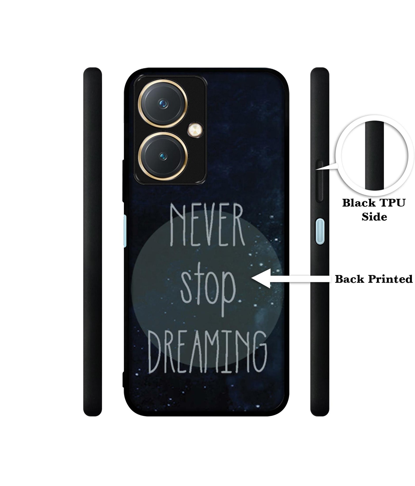 Never Stop Dreaming Design Designer 2D Printed Back Case Cover for Vivo Y27 4G