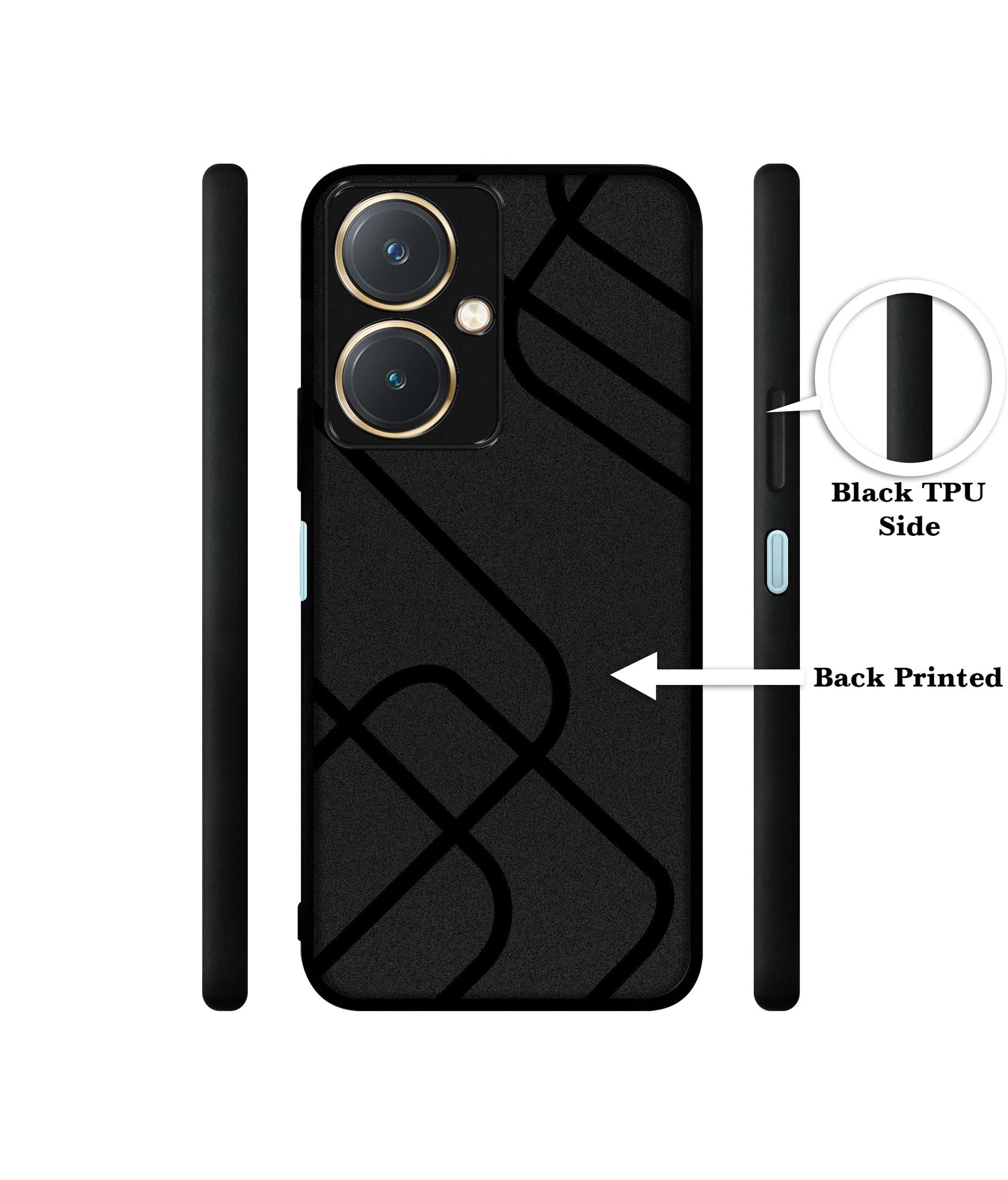 Zig-Zag Black Line Design Designer 2D Printed Back Case Cover for Vivo Y27 4G