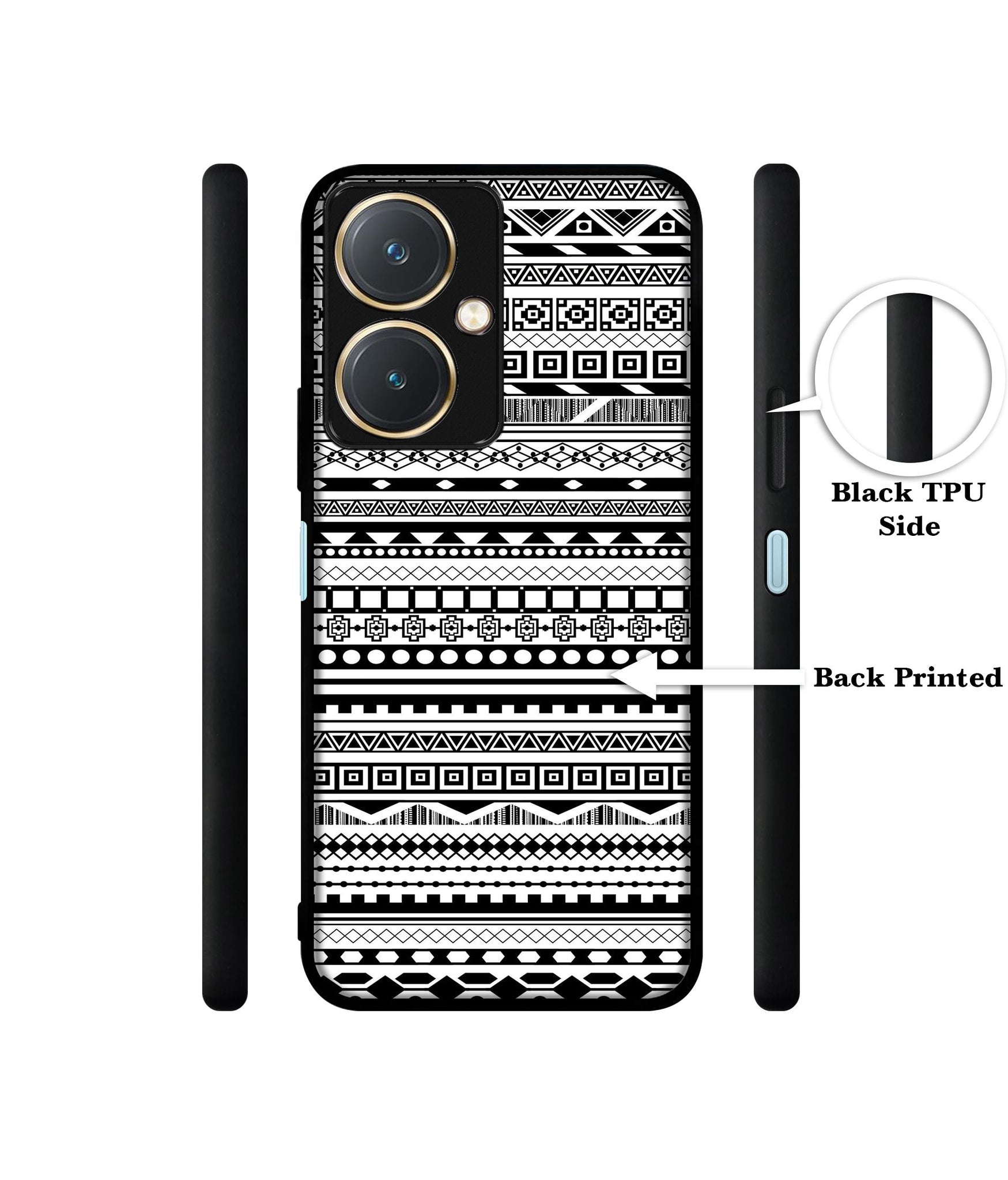 Black & White Patterns Design Designer 2D Printed Back Case Cover for Vivo Y27 4G