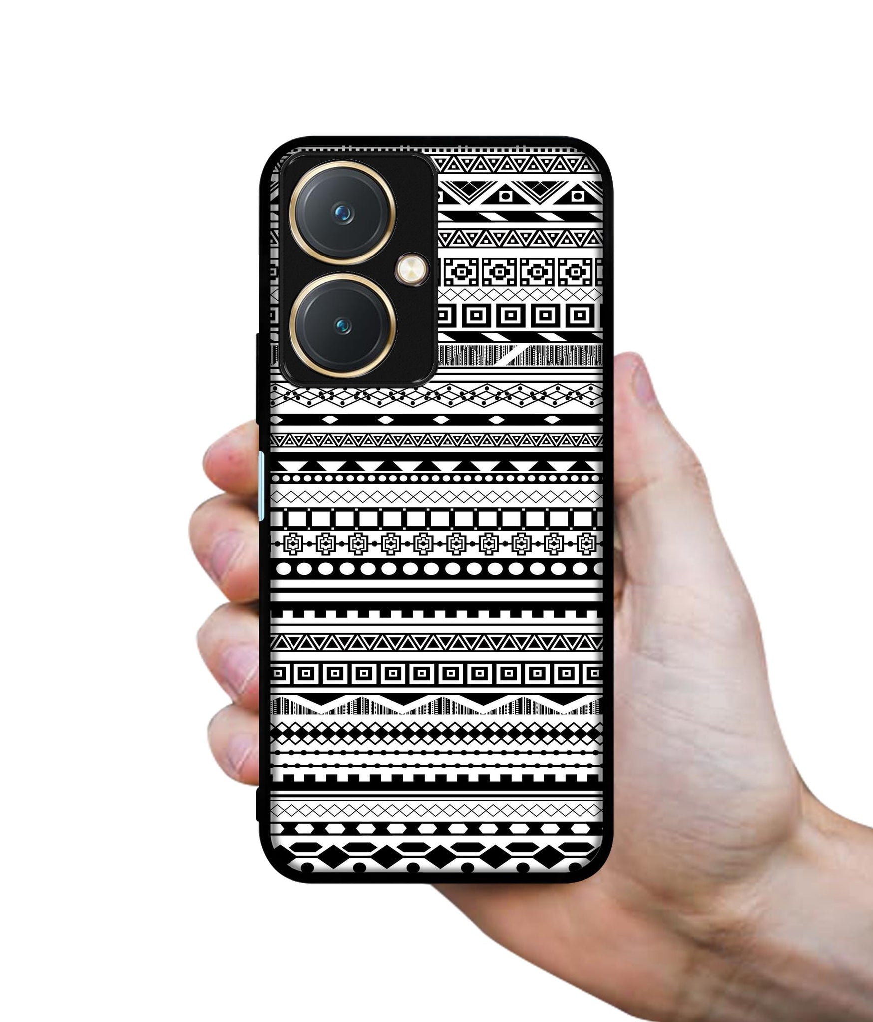 Black & White Patterns Design Designer 2D Printed Back Case Cover for Vivo Y27 4G