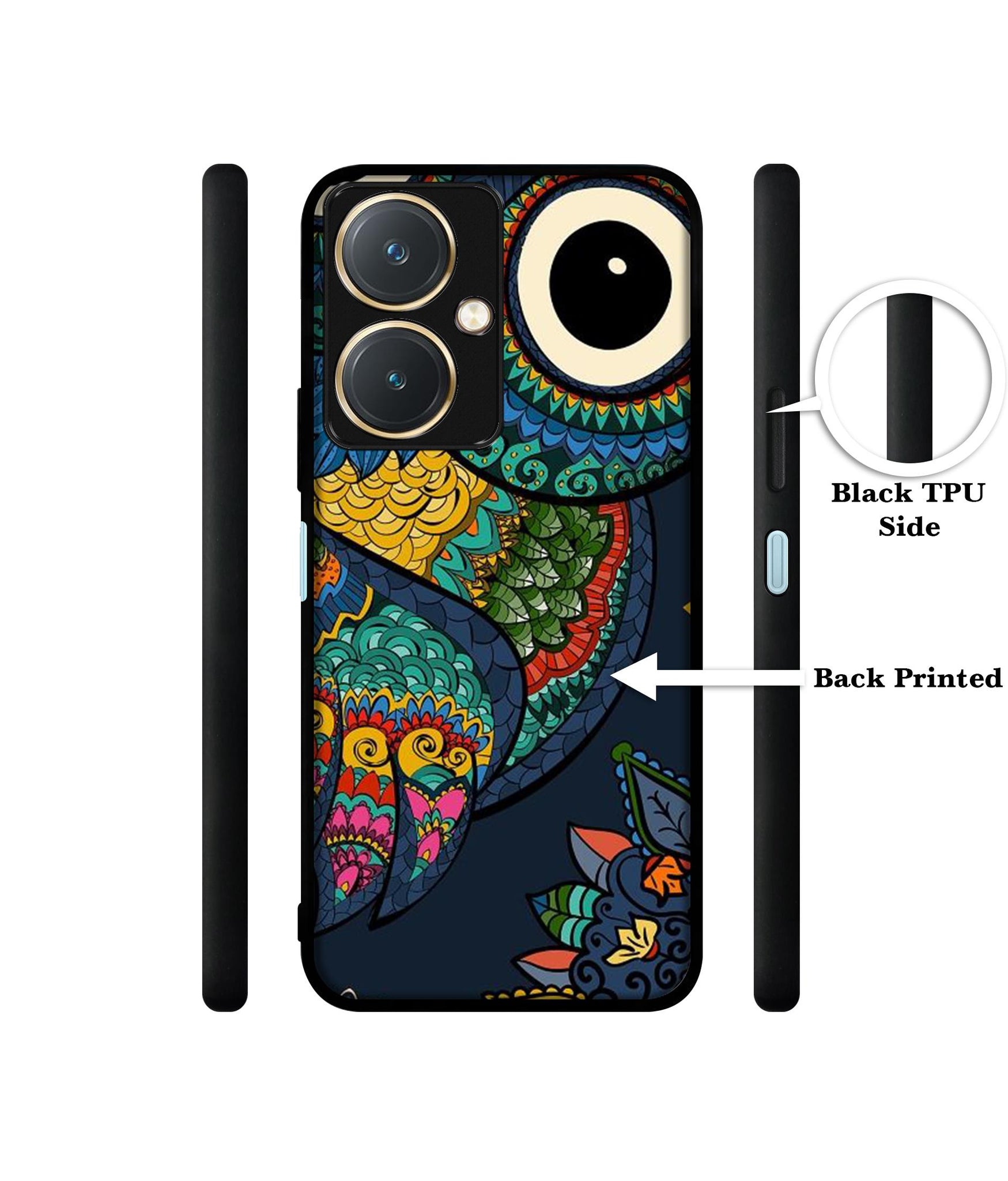 Owl Illustration Design Designer 2D Printed Back Case Cover for Vivo Y27 4G