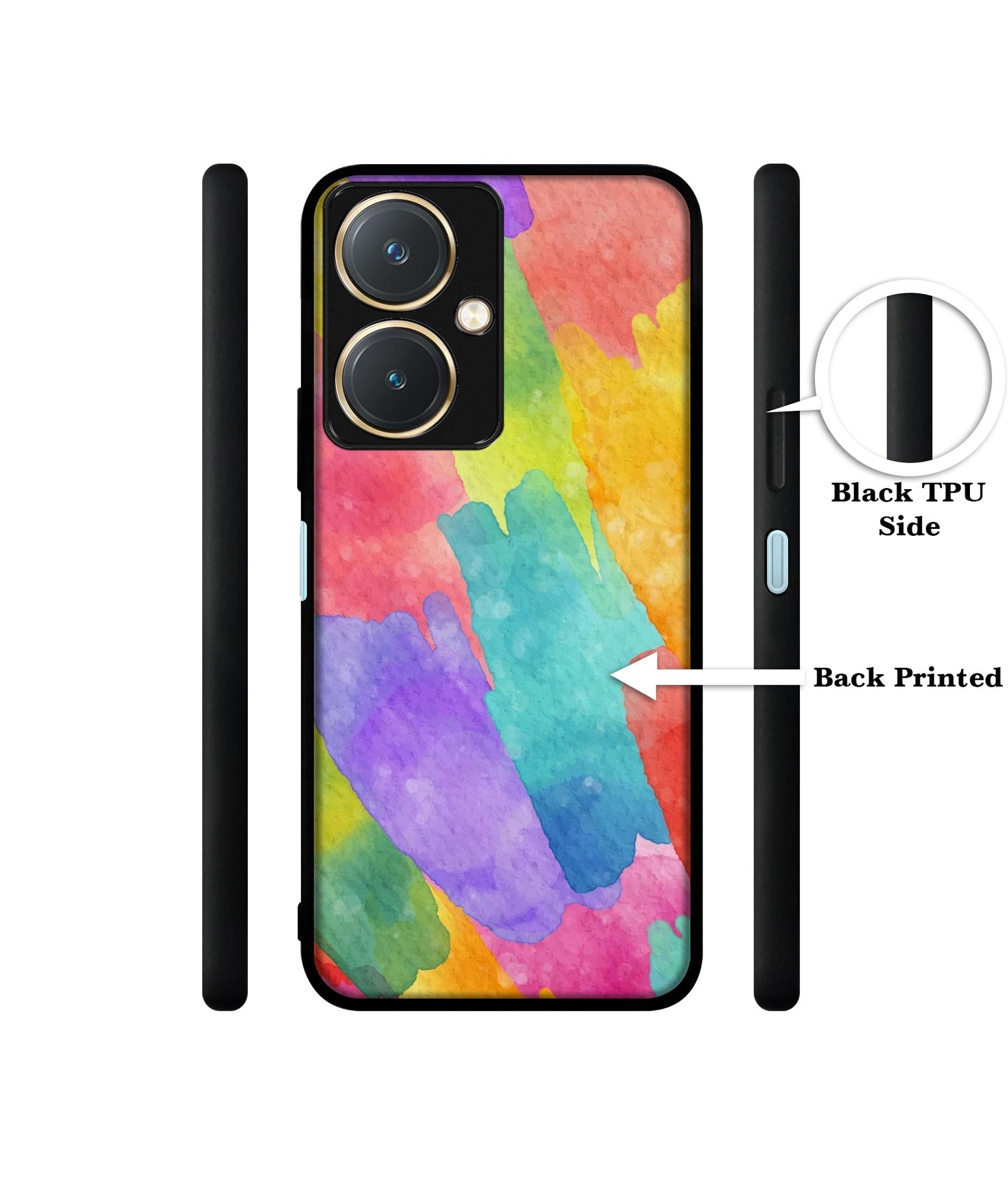 Water Paint Colorful Abstract Design Designer 2D Printed Back Case Cover for Vivo Y27 4G