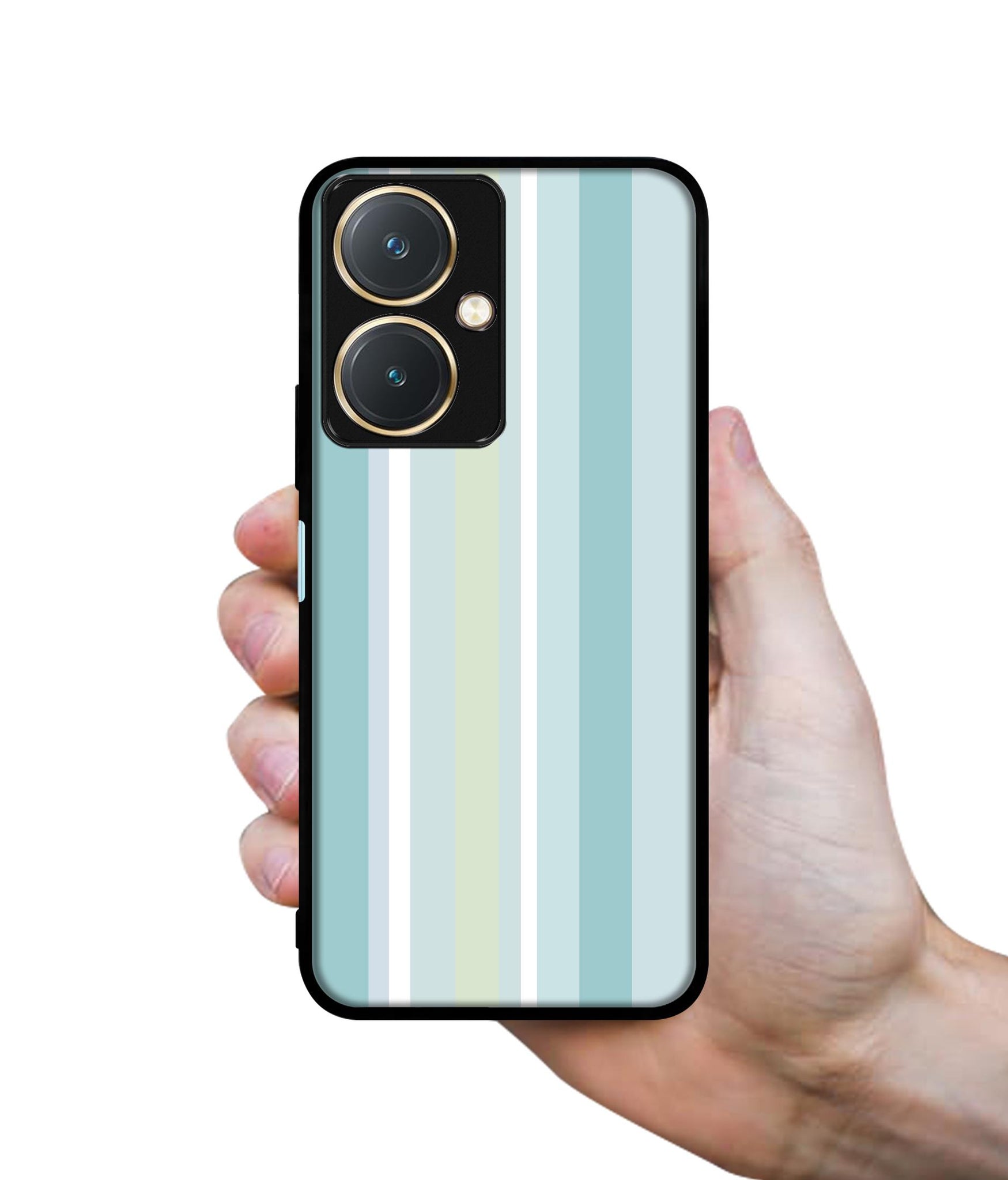 Light Green Stripes Design Designer 2D Printed Back Case Cover for Vivo Y27 4G