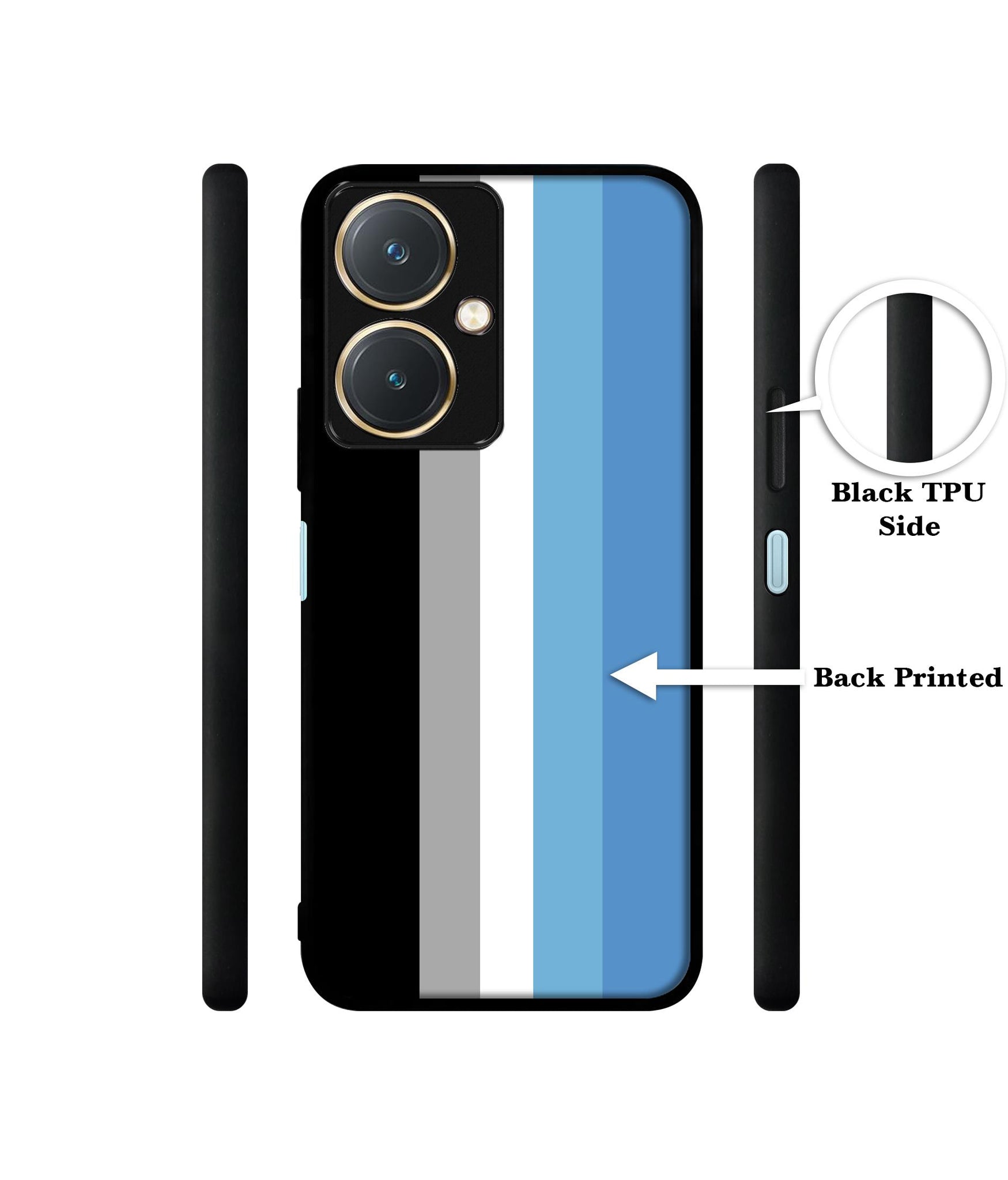 White and Blue Lines Design Designer 2D Printed Back Case Cover for Vivo Y27 4G