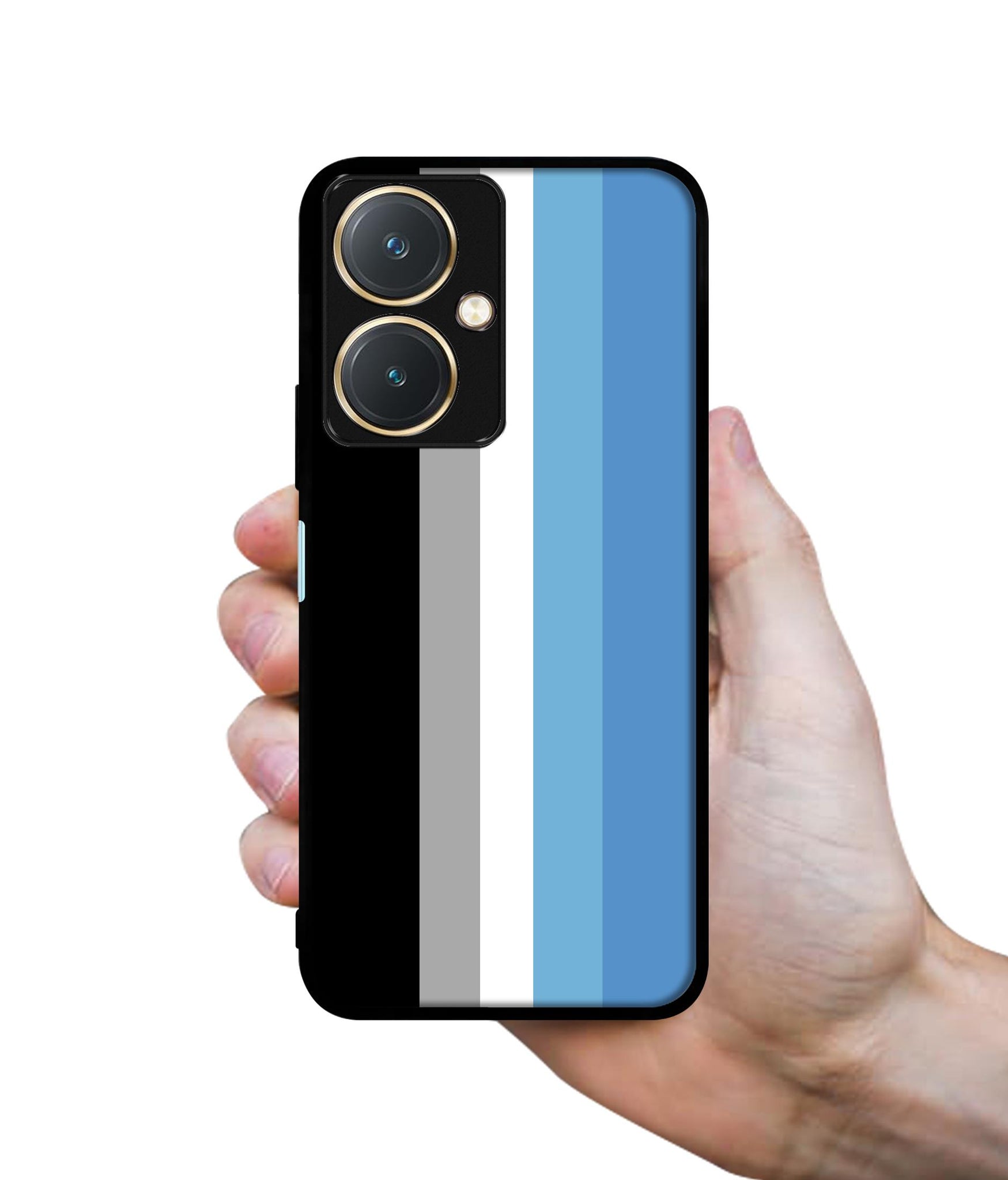 White and Blue Lines Design Designer 2D Printed Back Case Cover for Vivo Y27 4G