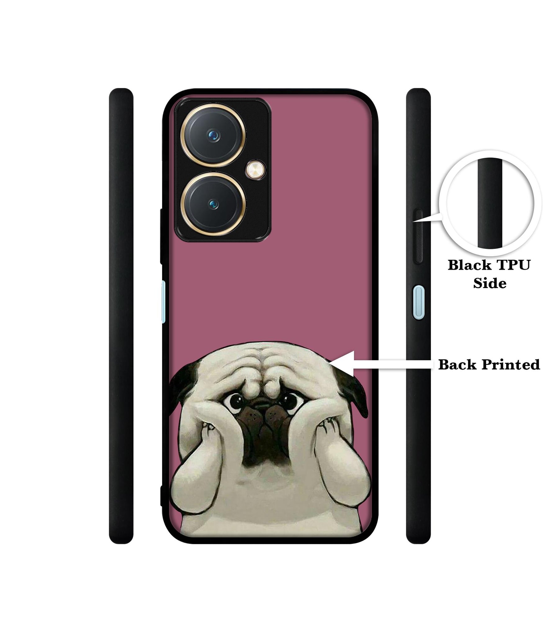 Cute Pug Holding Big Cheeks Design Designer 2D Printed Back Case Cover for Vivo Y27 4G