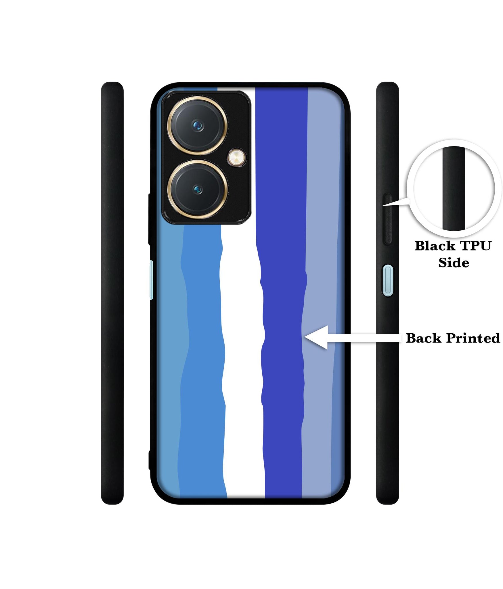 Blue Stripes Rainbow Design Designer 2D Printed Back Case Cover for Vivo Y27 4G