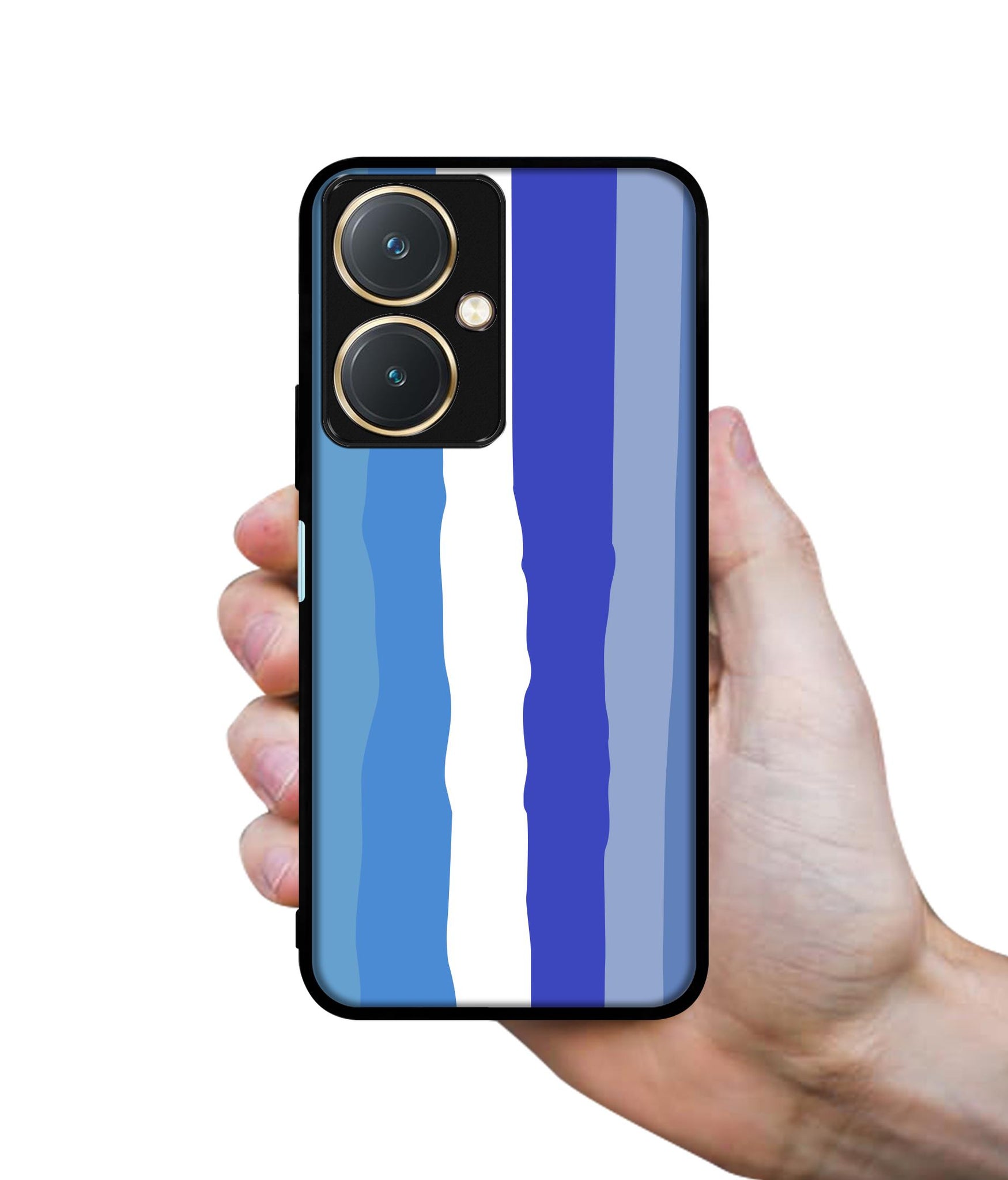 Blue Stripes Rainbow Design Designer 2D Printed Back Case Cover for Vivo Y27 4G