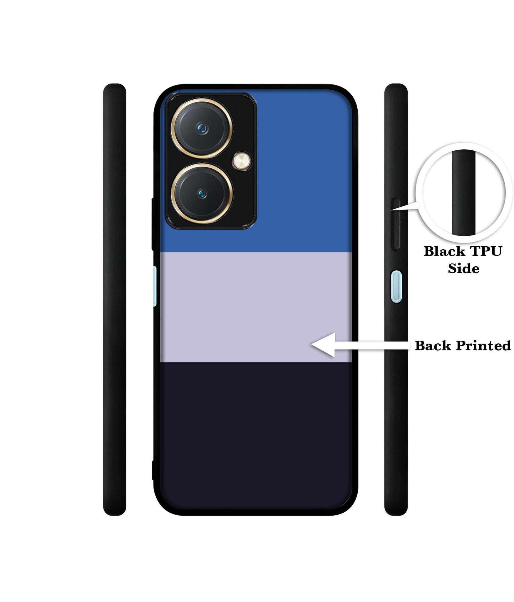 Three Color Stripes Design Designer 2D Printed Back Case Cover for Vivo Y27 4G