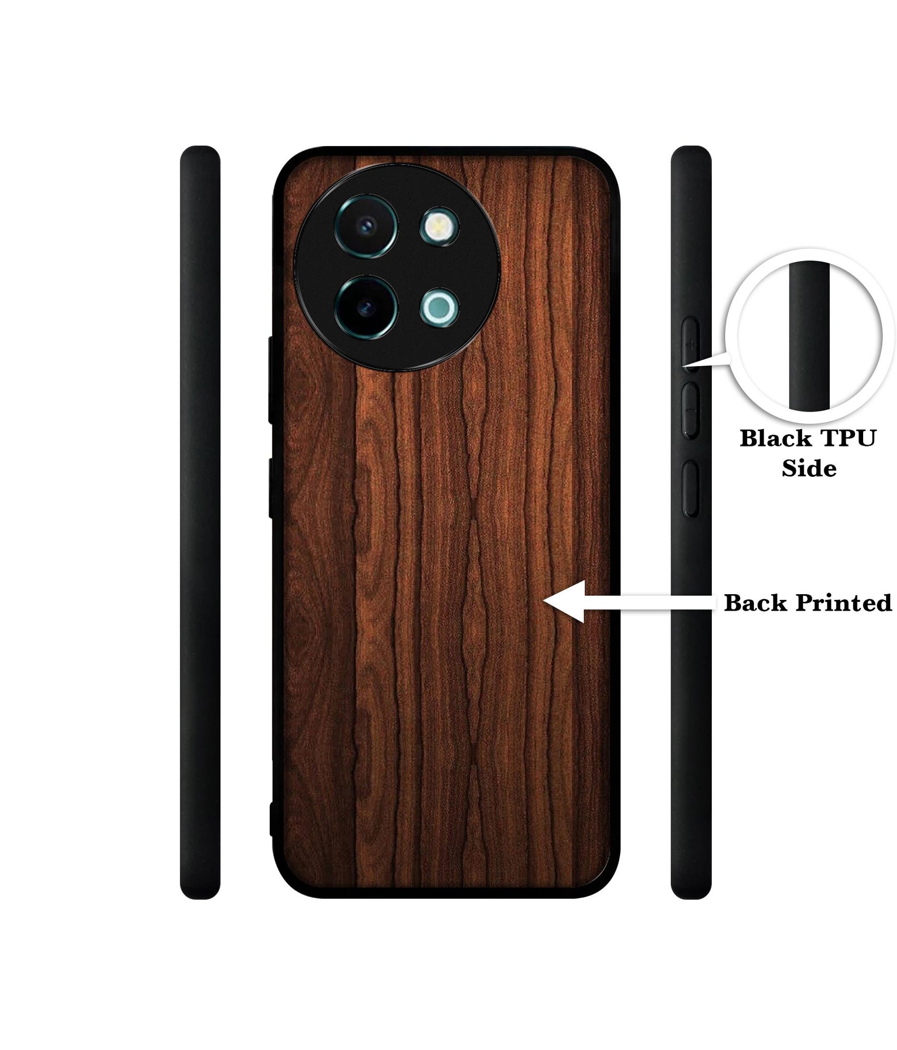 Brown Wooden Texture Design Designer 2D Printed Back Case Cover for Vivo Y38 5G / Y58 5G