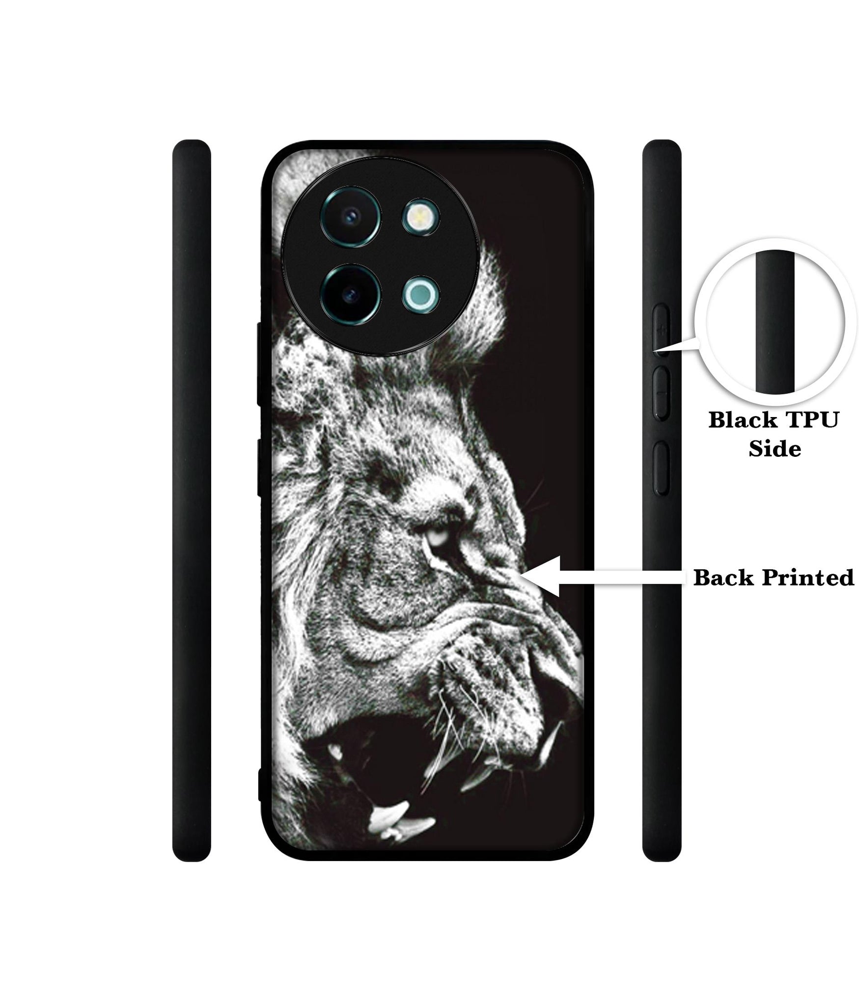 Angry Lion Design Designer 2D Printed Back Case Cover for Vivo Y38 5G / Y58 5G