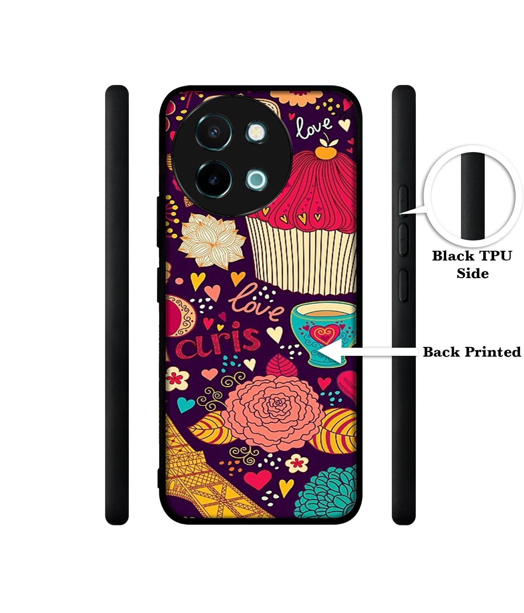Paris Flower Love Design Designer 2D Printed Back Case Cover for Vivo Y38 5G / Y58 5G