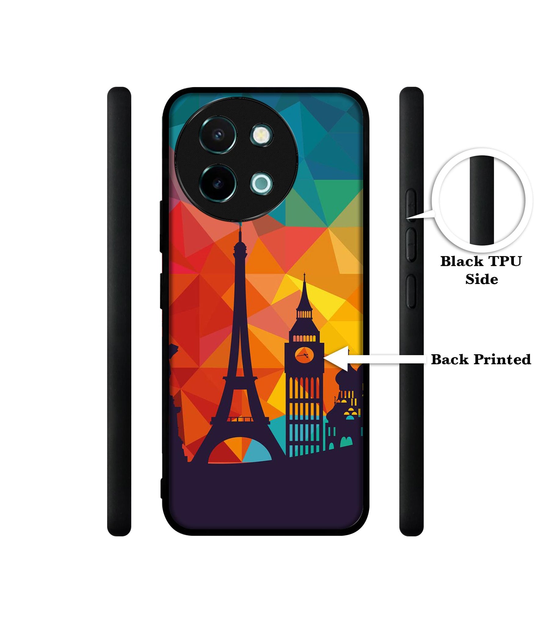 Colored Paris Design Designer 2D Printed Back Case Cover for Vivo Y38 5G / Y58 5G