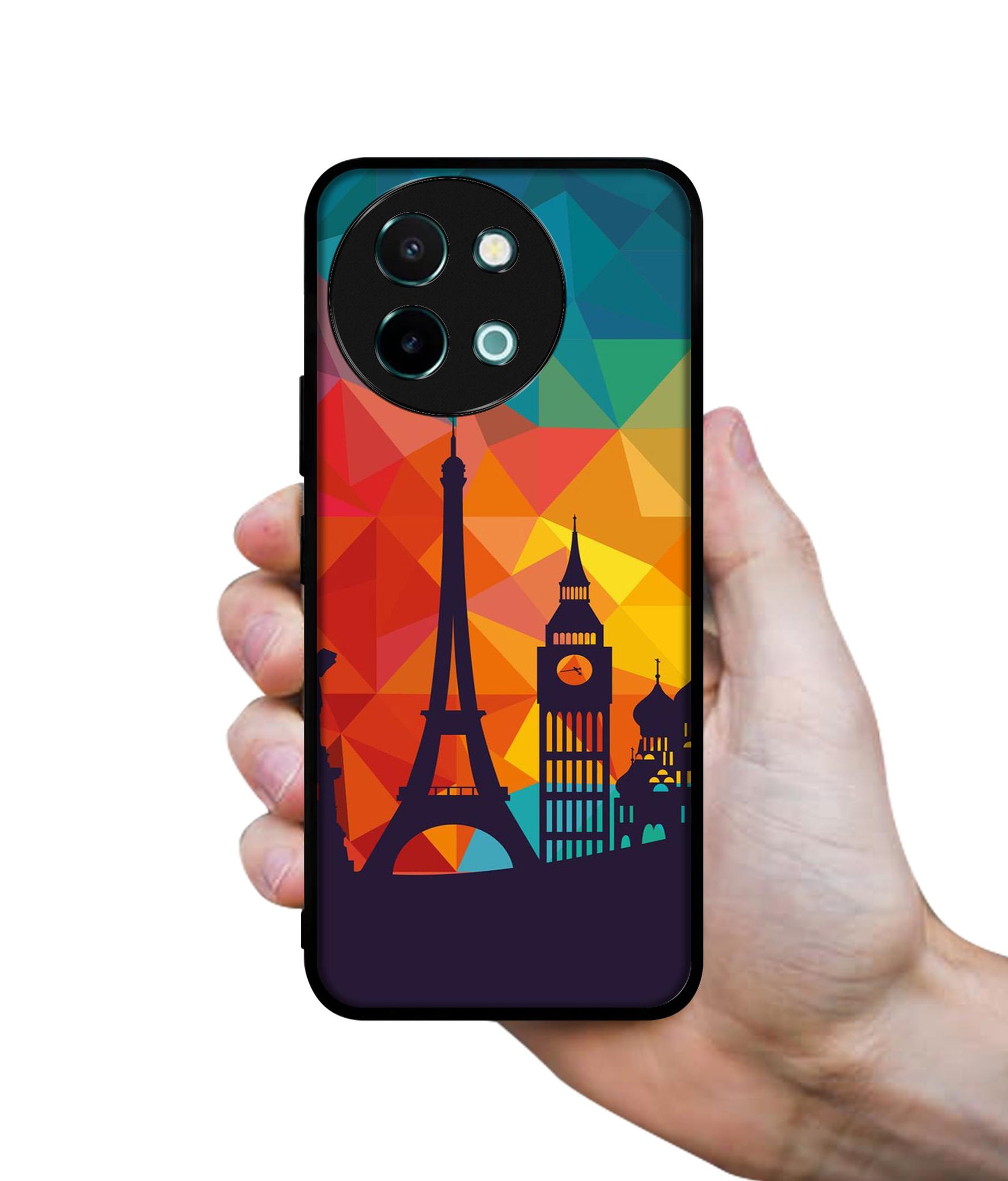 Colored Paris Design Designer 2D Printed Back Case Cover for Vivo Y38 5G / Y58 5G
