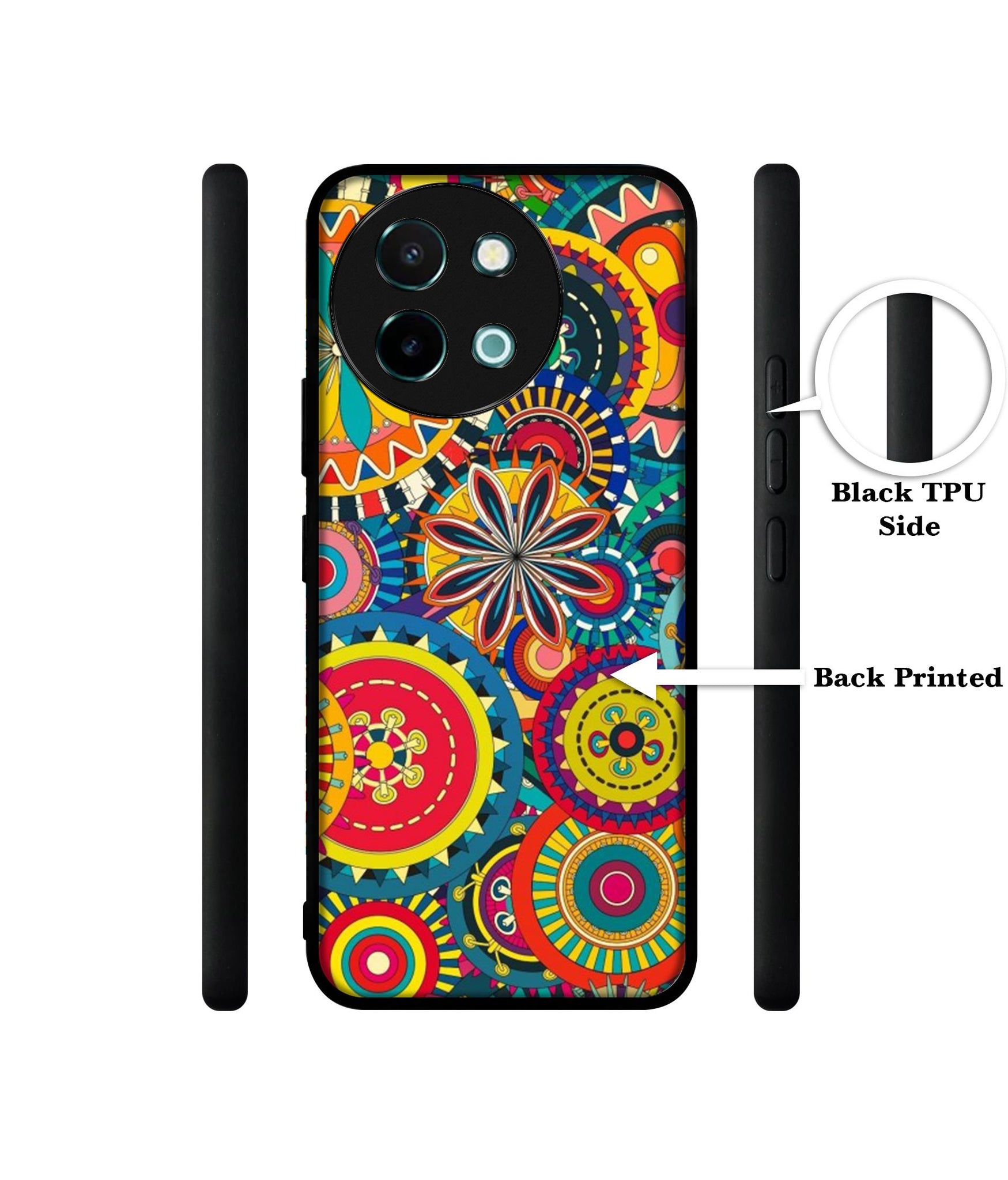 Ring Pattern Print Design Designer 2D Printed Back Case Cover for Vivo Y38 5G / Y58 5G