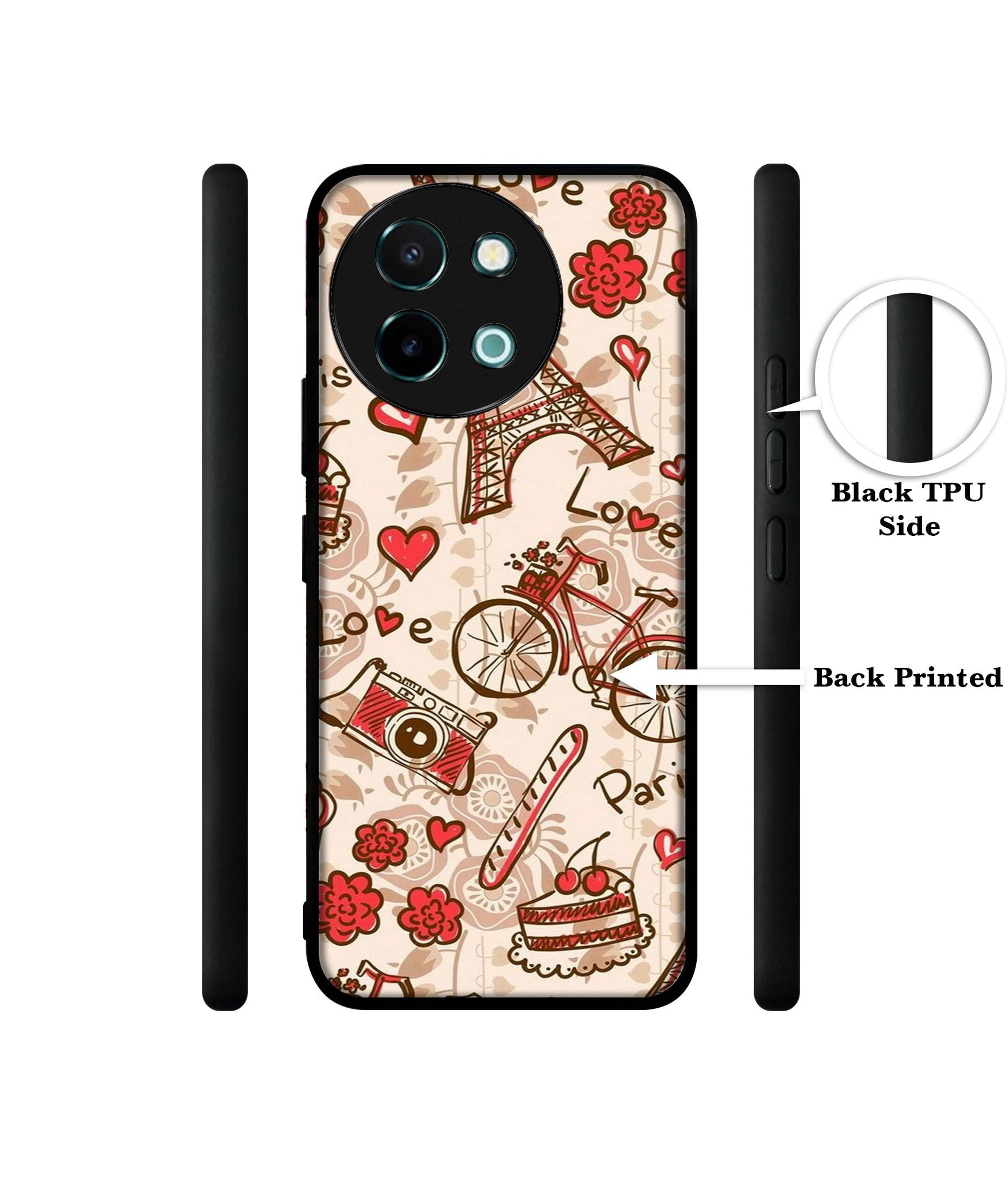 Vintage Paris Design Designer 2D Printed Back Case Cover for Vivo Y38 5G / Y58 5G