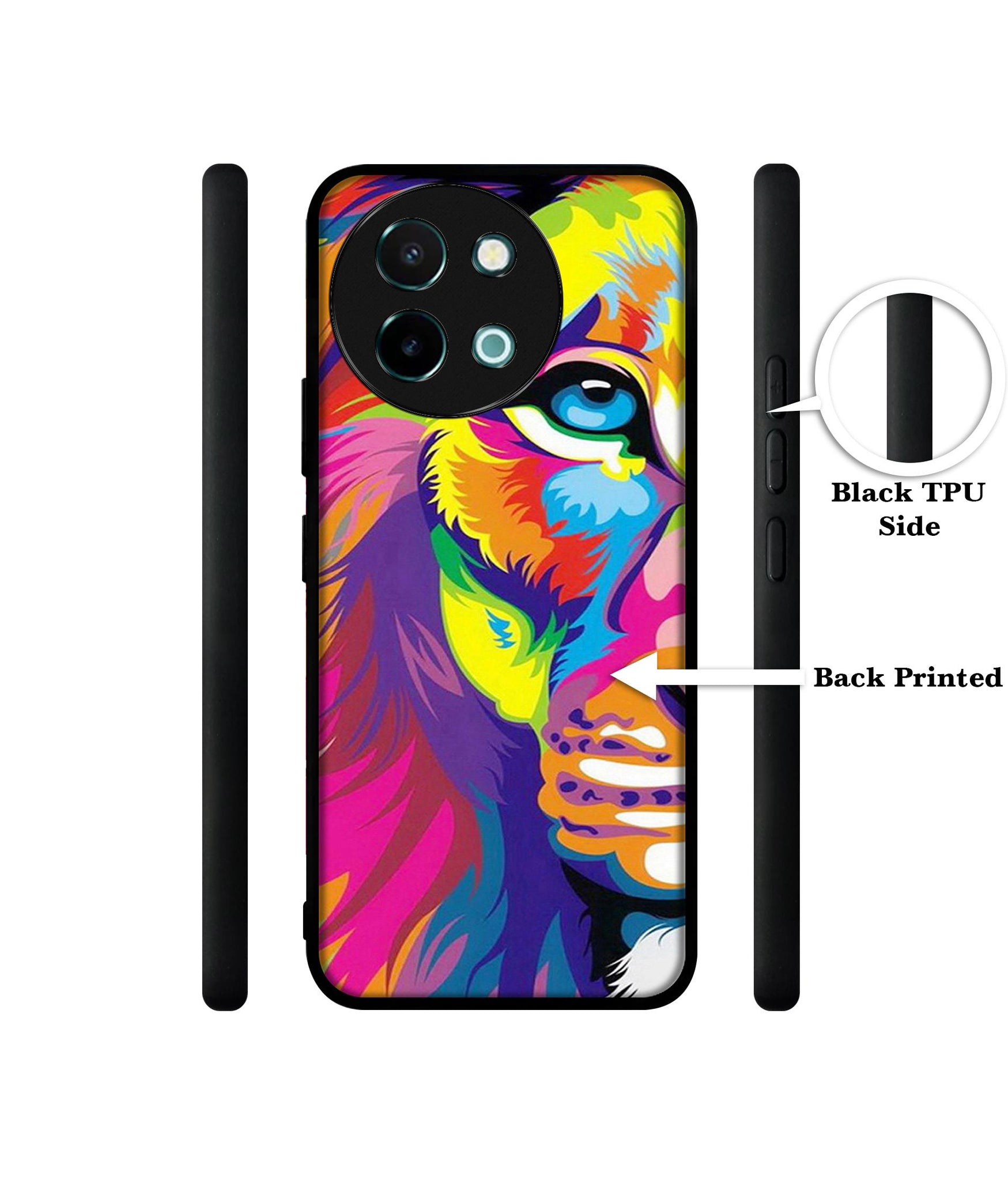 Lion Design Designer 2D Printed Back Case Cover for Vivo Y38 5G / Y58 5G