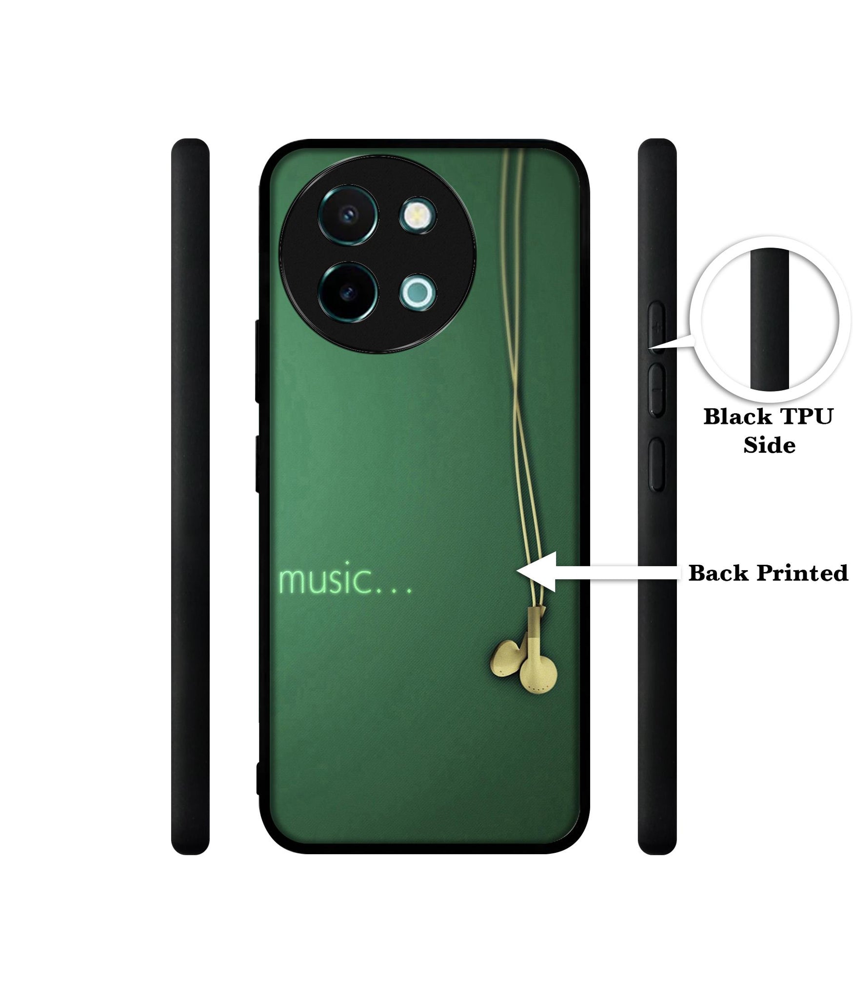 Headphone Music Design Designer 2D Printed Back Case Cover for Vivo Y38 5G / Y58 5G