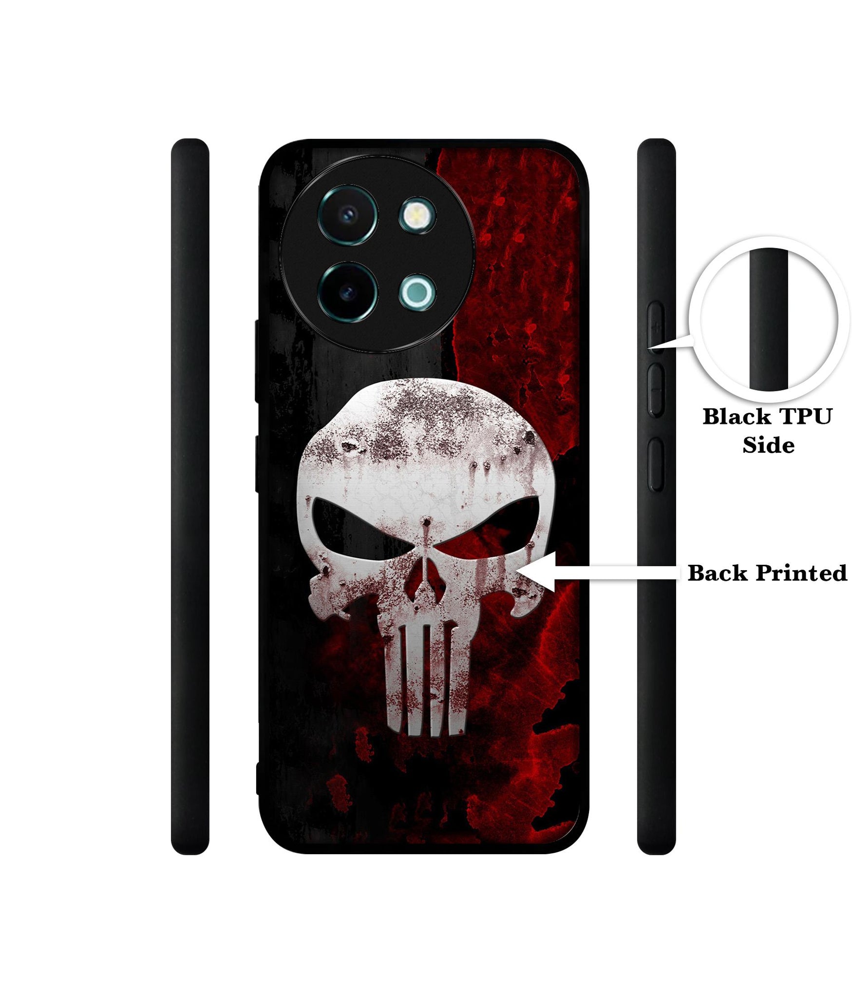 Punisher Skull Design Designer 2D Printed Back Case Cover for Vivo Y38 5G / Y58 5G