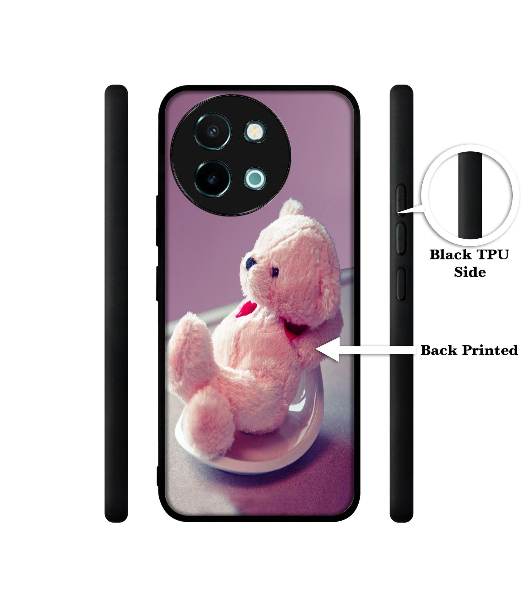 Cute Teddy Bear Design Designer 2D Printed Back Case Cover for Vivo Y38 5G / Y58 5G