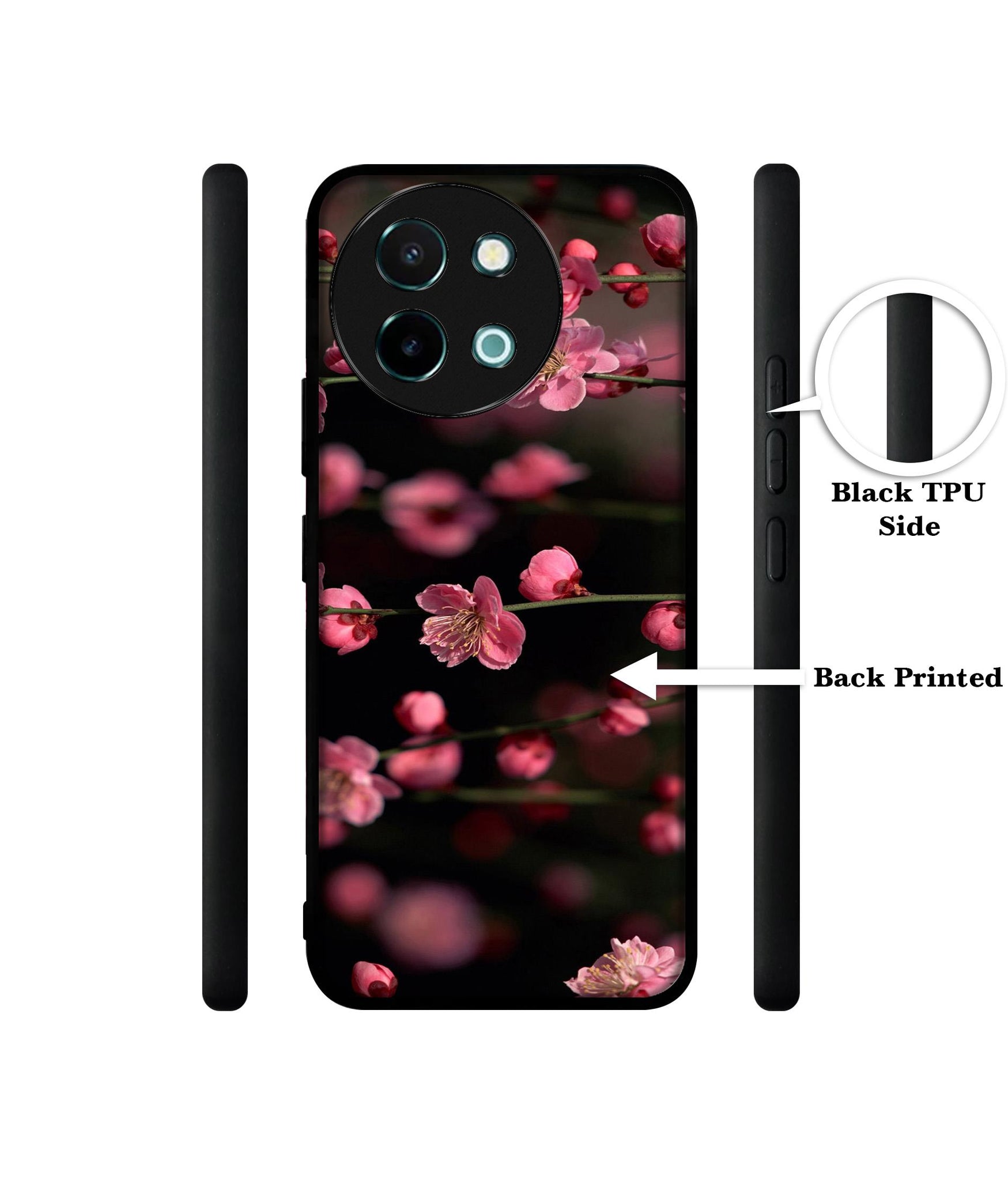 Pink Flowers Design Designer 2D Printed Back Case Cover for Vivo Y38 5G / Y58 5G