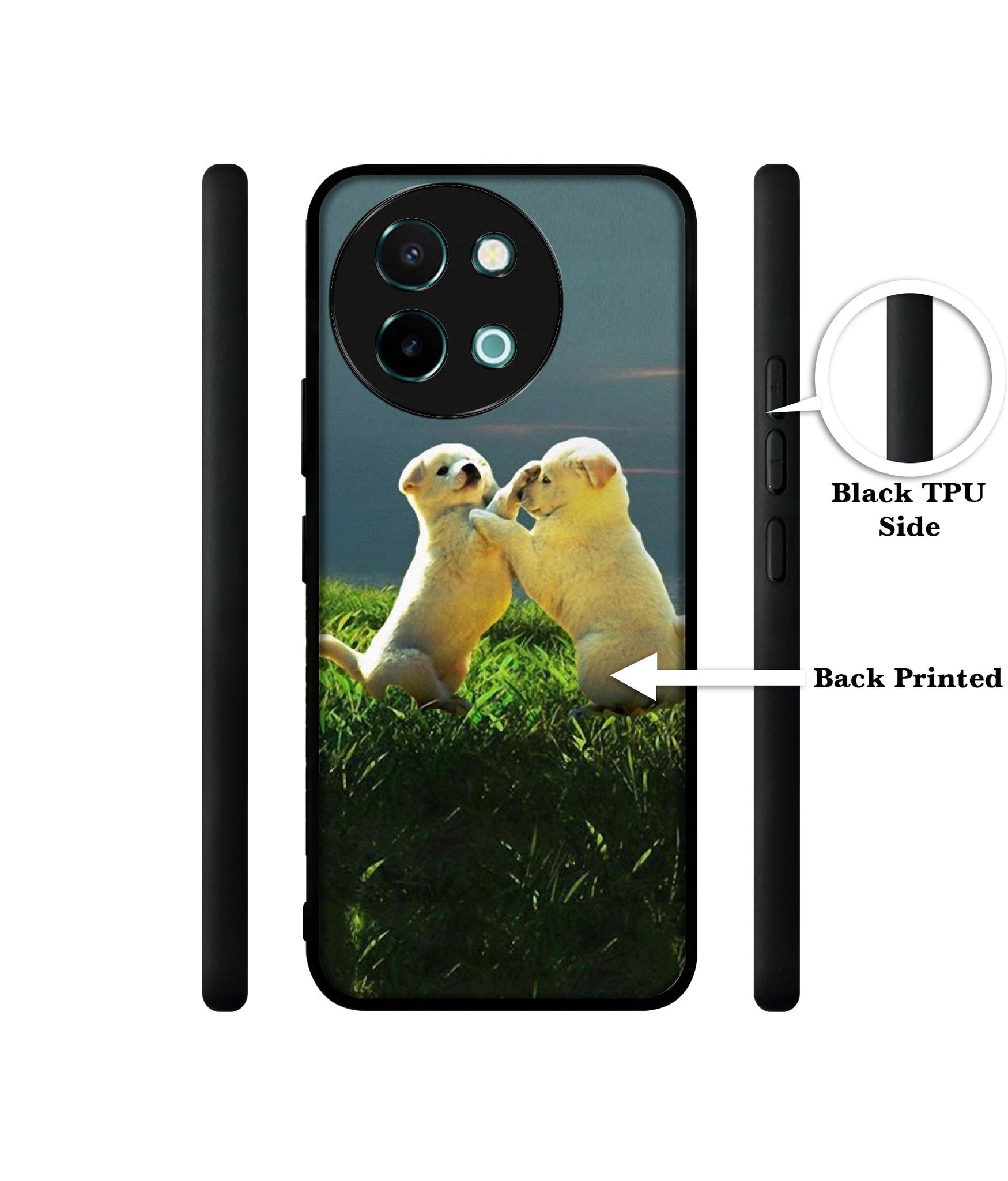 Puppy Couple Sunset Design Designer 2D Printed Back Case Cover for Vivo Y38 5G / Y58 5G