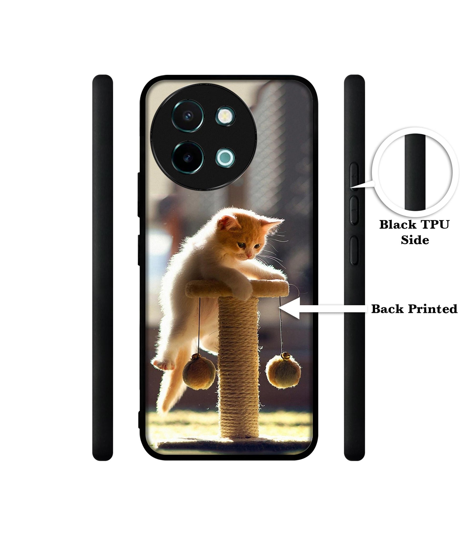 Cat Climbing Design Designer 2D Printed Back Case Cover for Vivo Y38 5G / Y58 5G