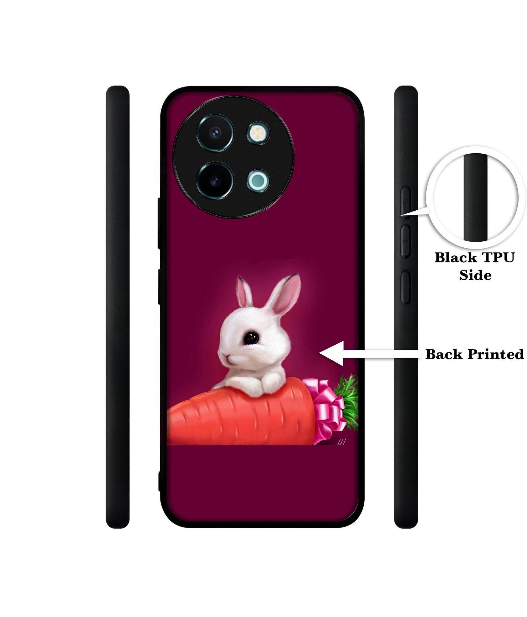 Bunny With Carrot Design Designer 2D Printed Back Case Cover for Vivo Y38 5G / Y58 5G