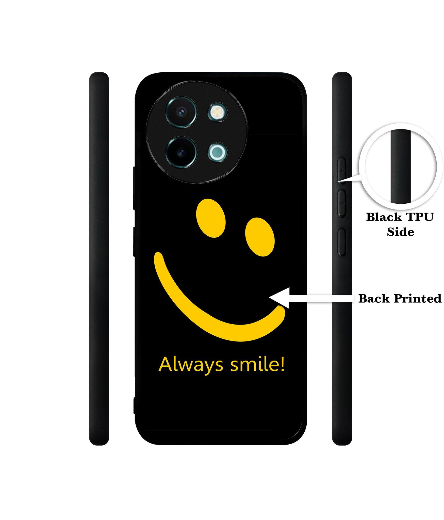 Always Smile Quote Design Designer 2D Printed Back Case Cover for Vivo Y38 5G / Y58 5G