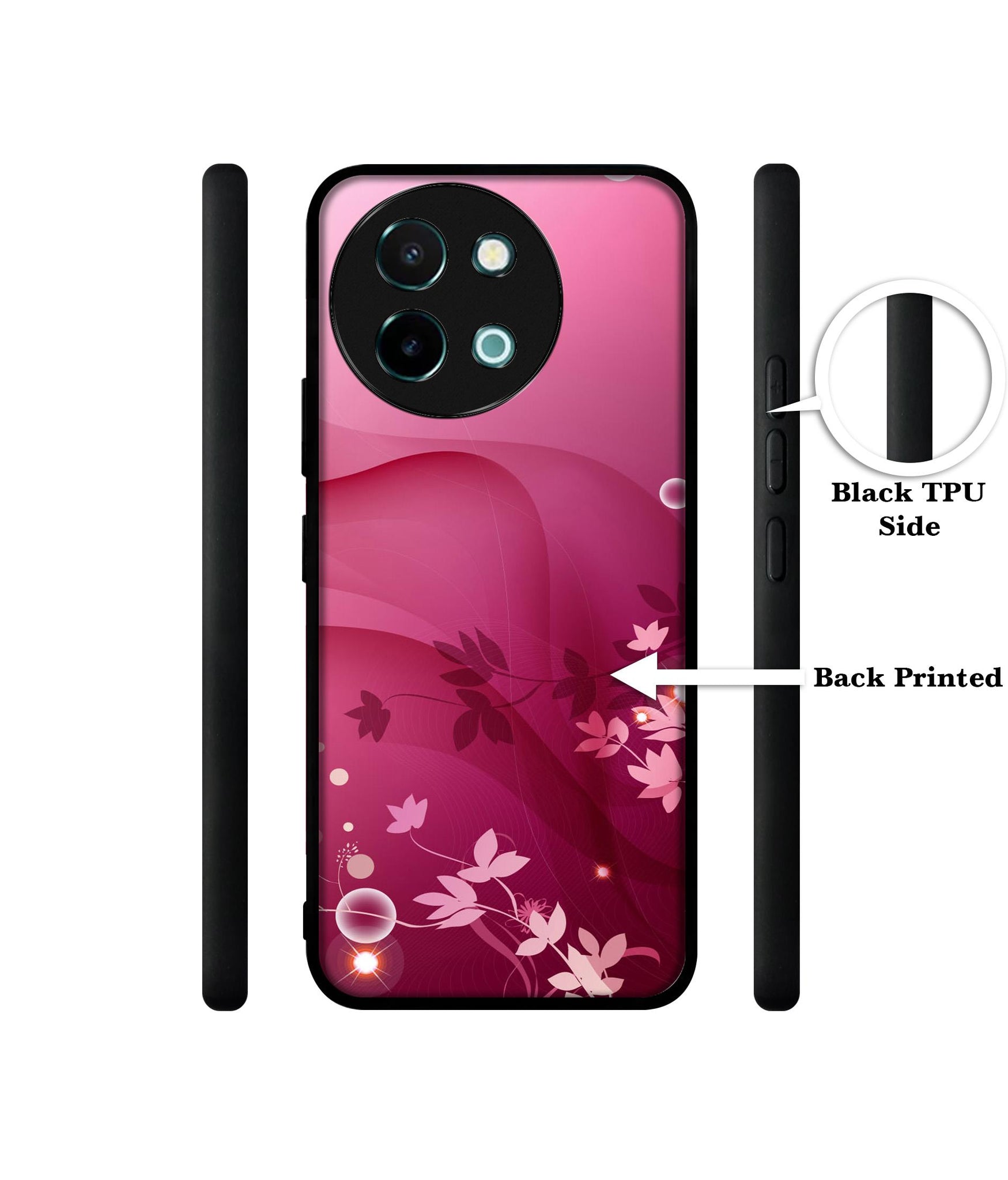 Pink Abstract Design Designer 2D Printed Back Case Cover for Vivo Y38 5G / Y58 5G