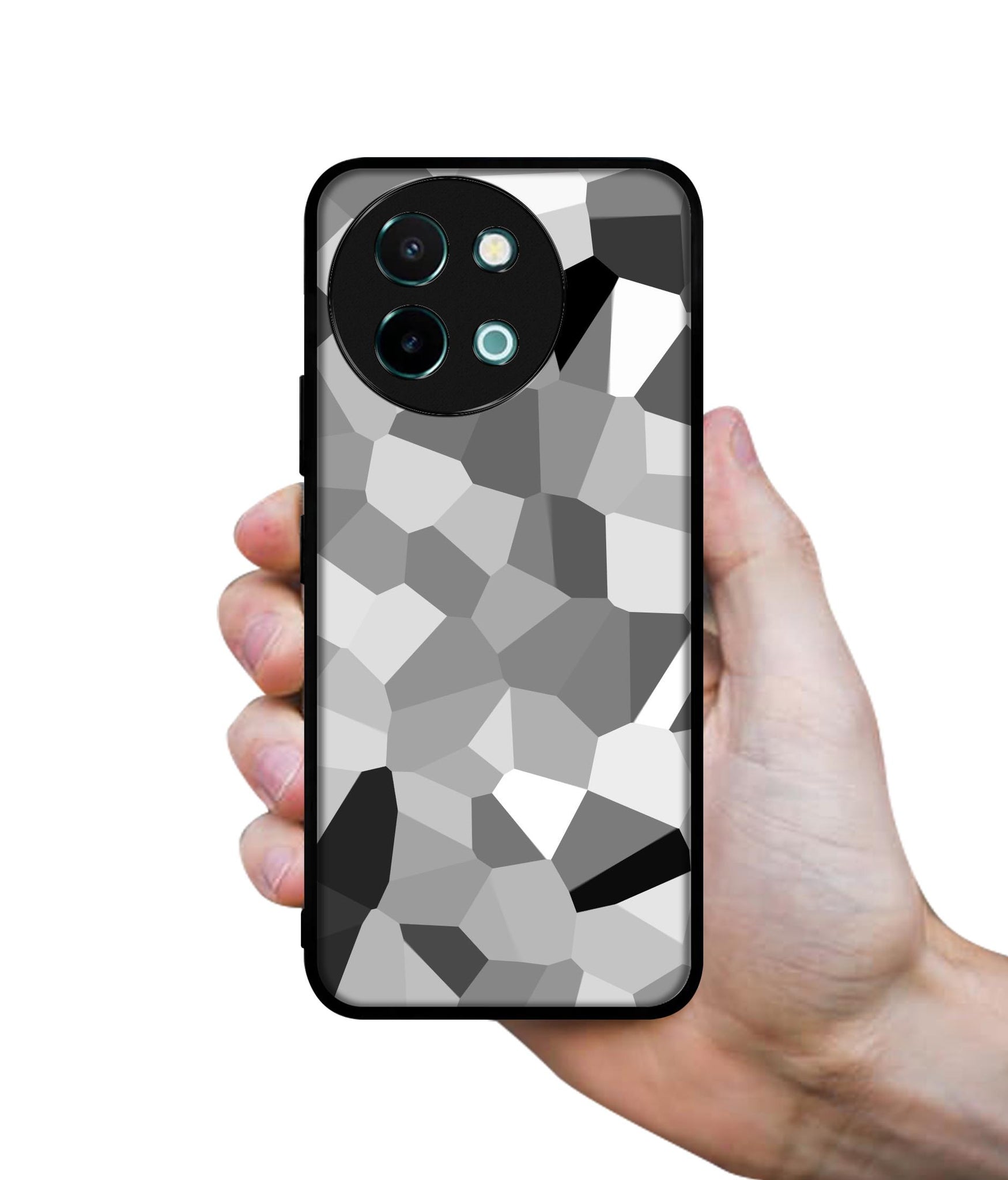 Black & White Mathematical Shape Design Designer 2D Printed Back Case Cover for Vivo Y38 5G / Y58 5G