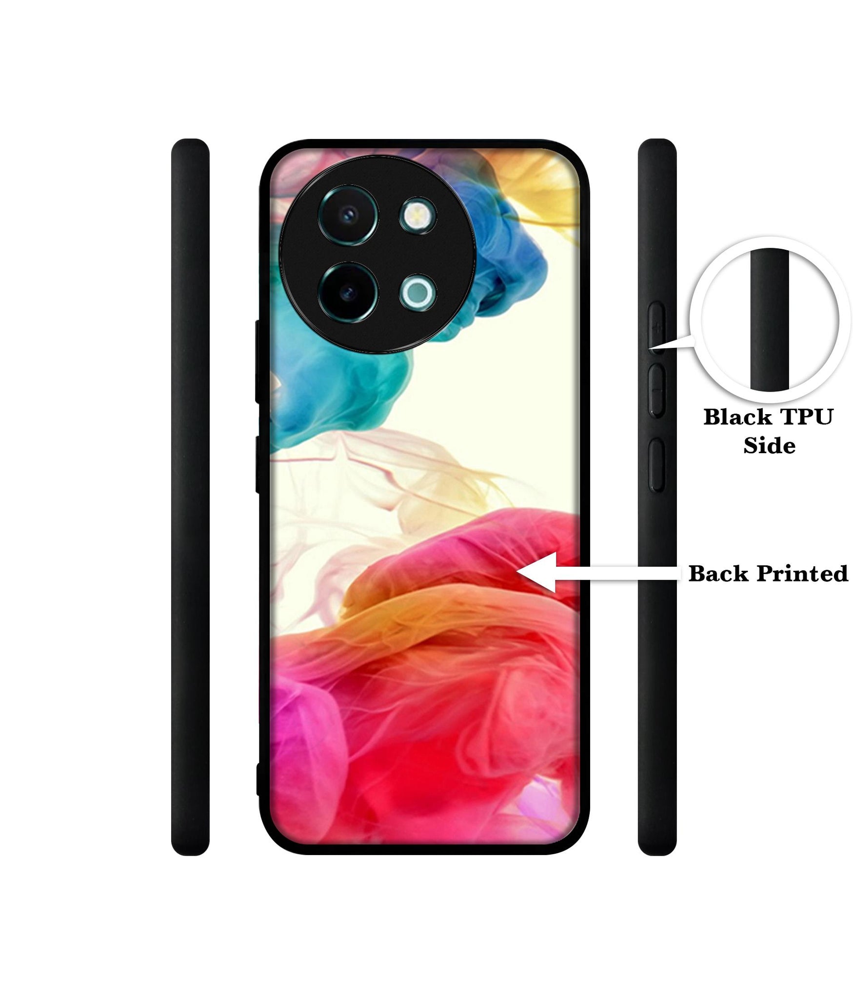 Colored Smoke Design Designer 2D Printed Back Case Cover for Vivo Y38 5G / Y58 5G