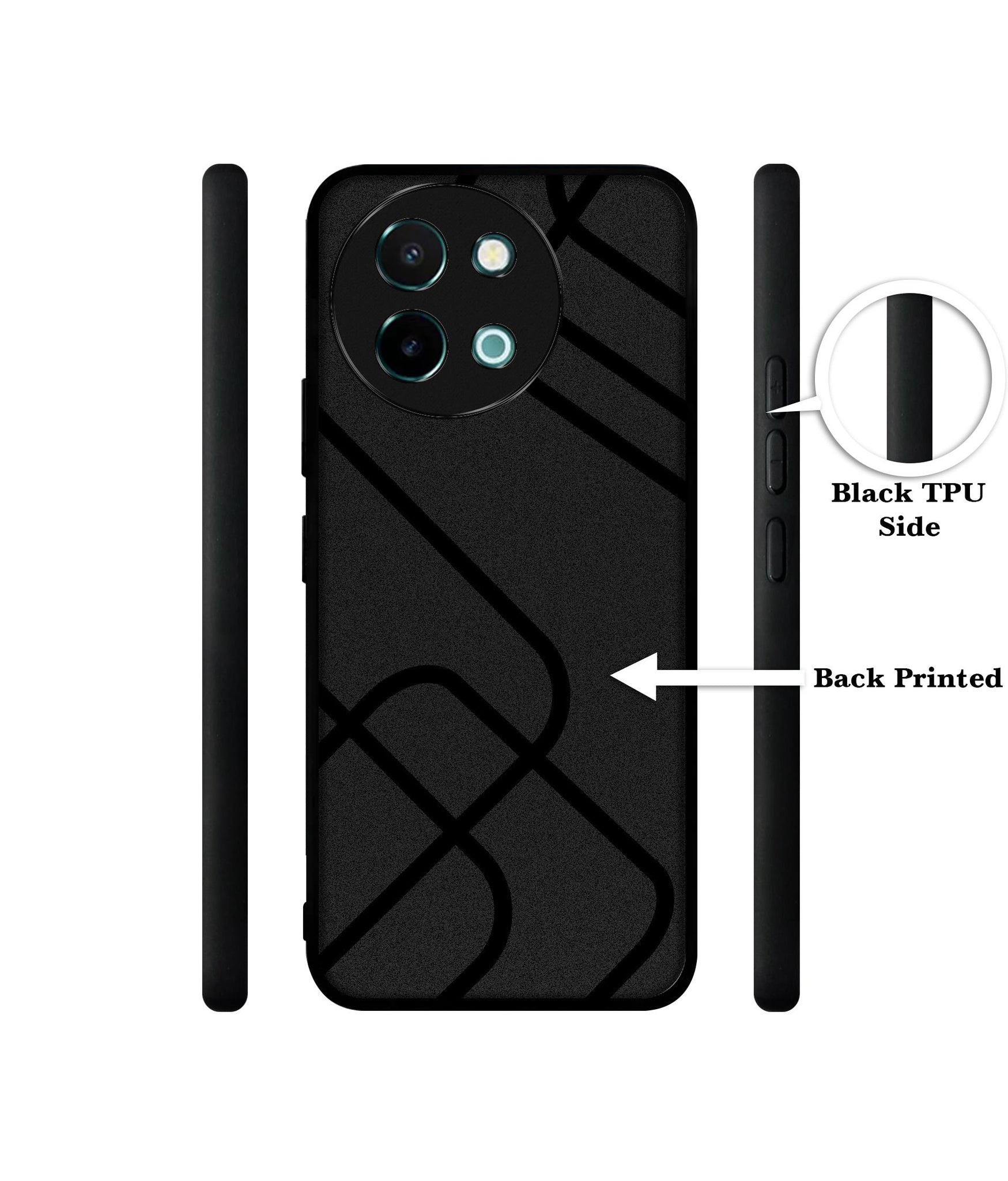 Zig-Zag Black Line Design Designer 2D Printed Back Case Cover for Vivo Y38 5G / Y58 5G